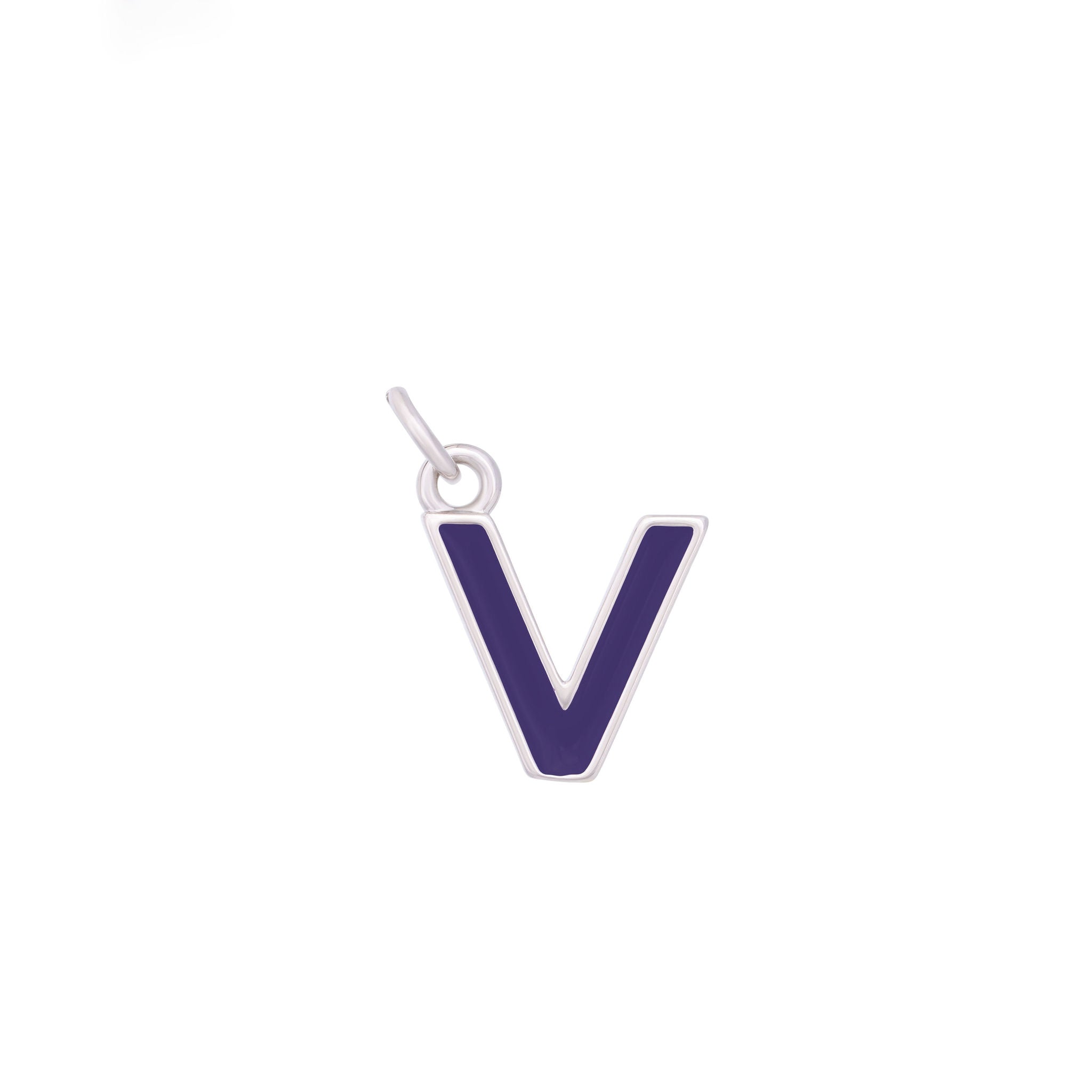 Dark Purple Enamel Letter Charms A-Z - Silver