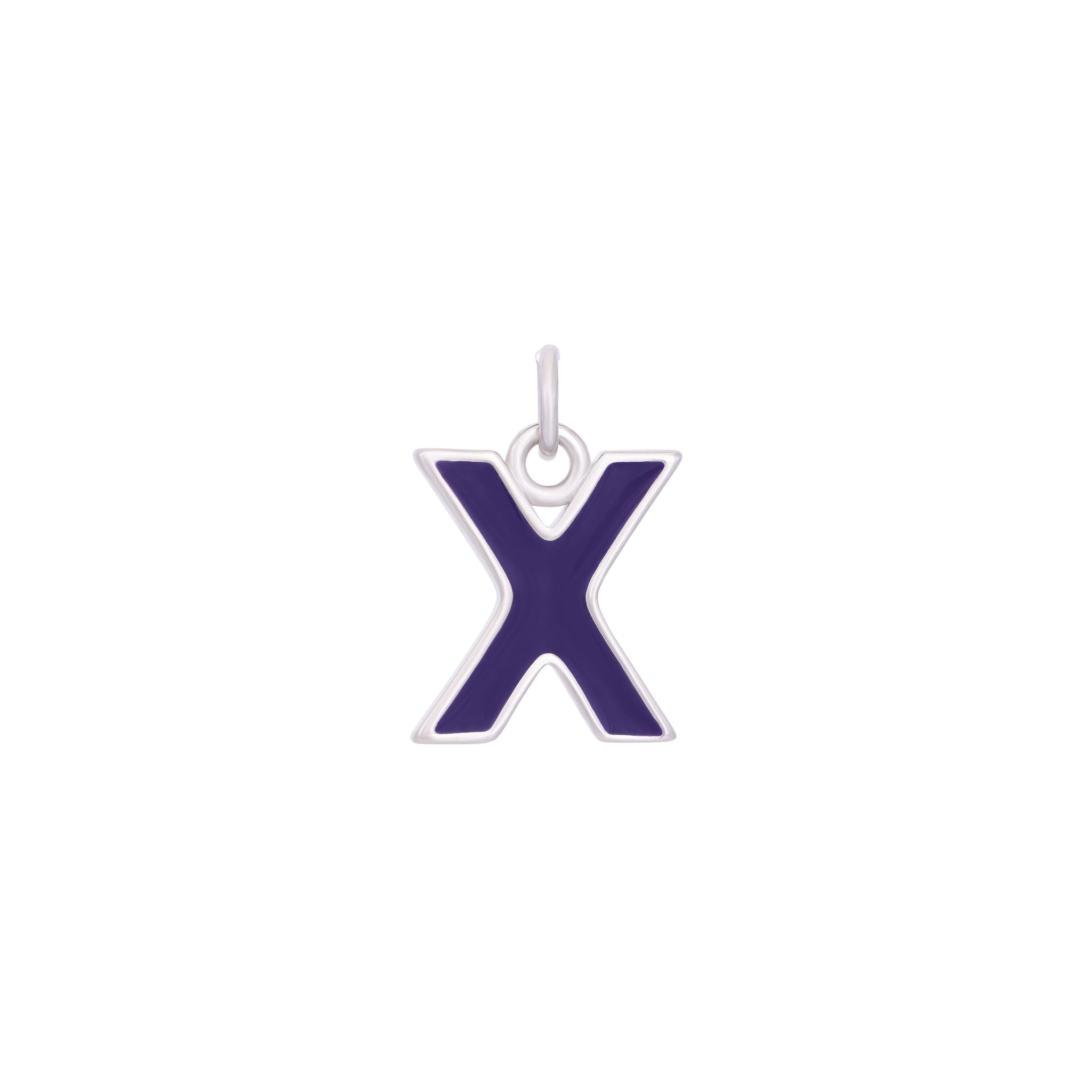 Dark Purple Enamel Letter Charms A-Z - Silver