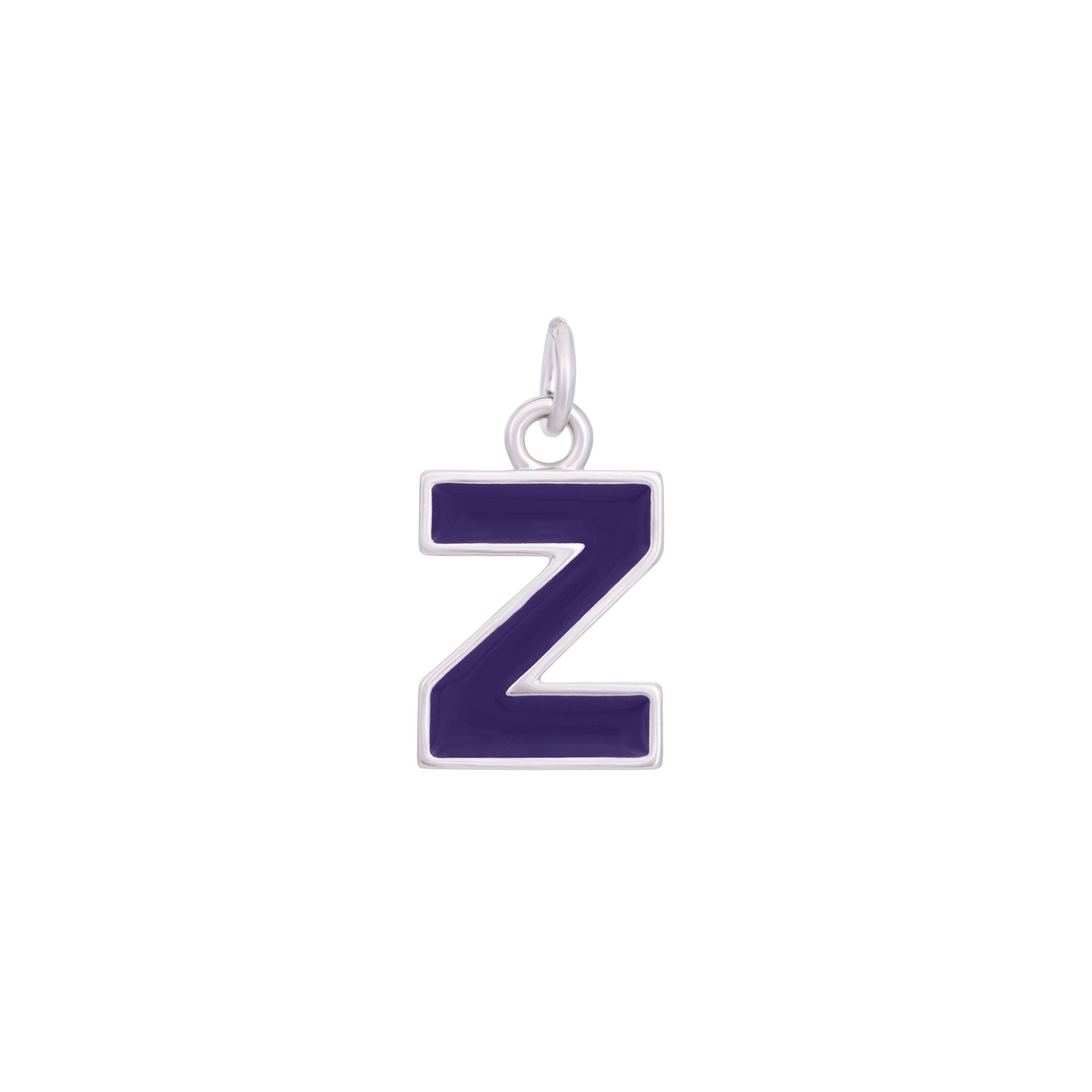 Dark Purple Enamel Letter Charms A-Z - Silver