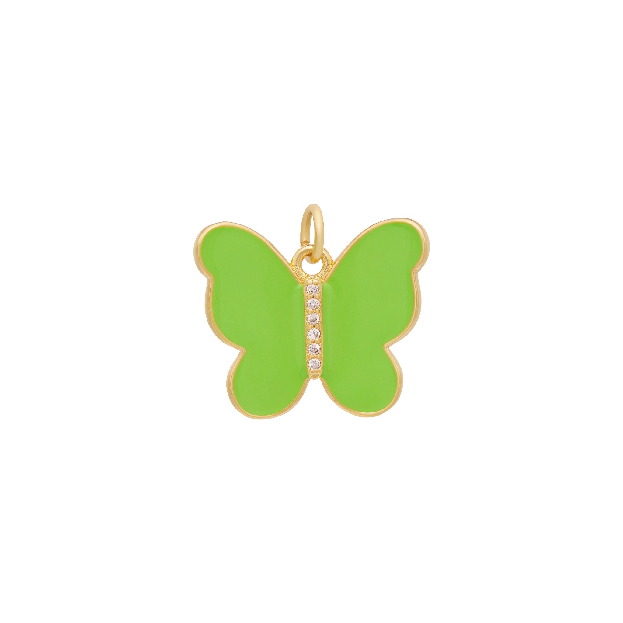 10K Gold Butterfly outlet Enamel Charm Pendant