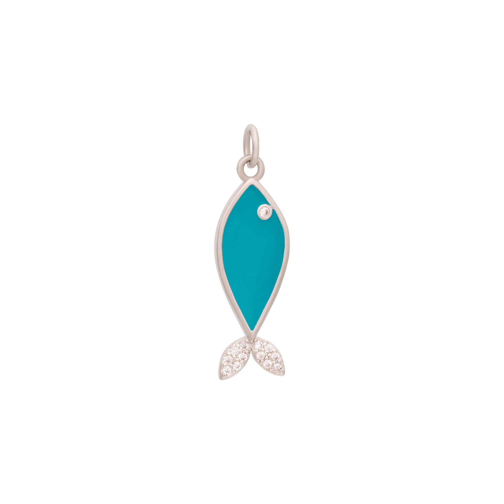 Enamel Fish Charm - Silver