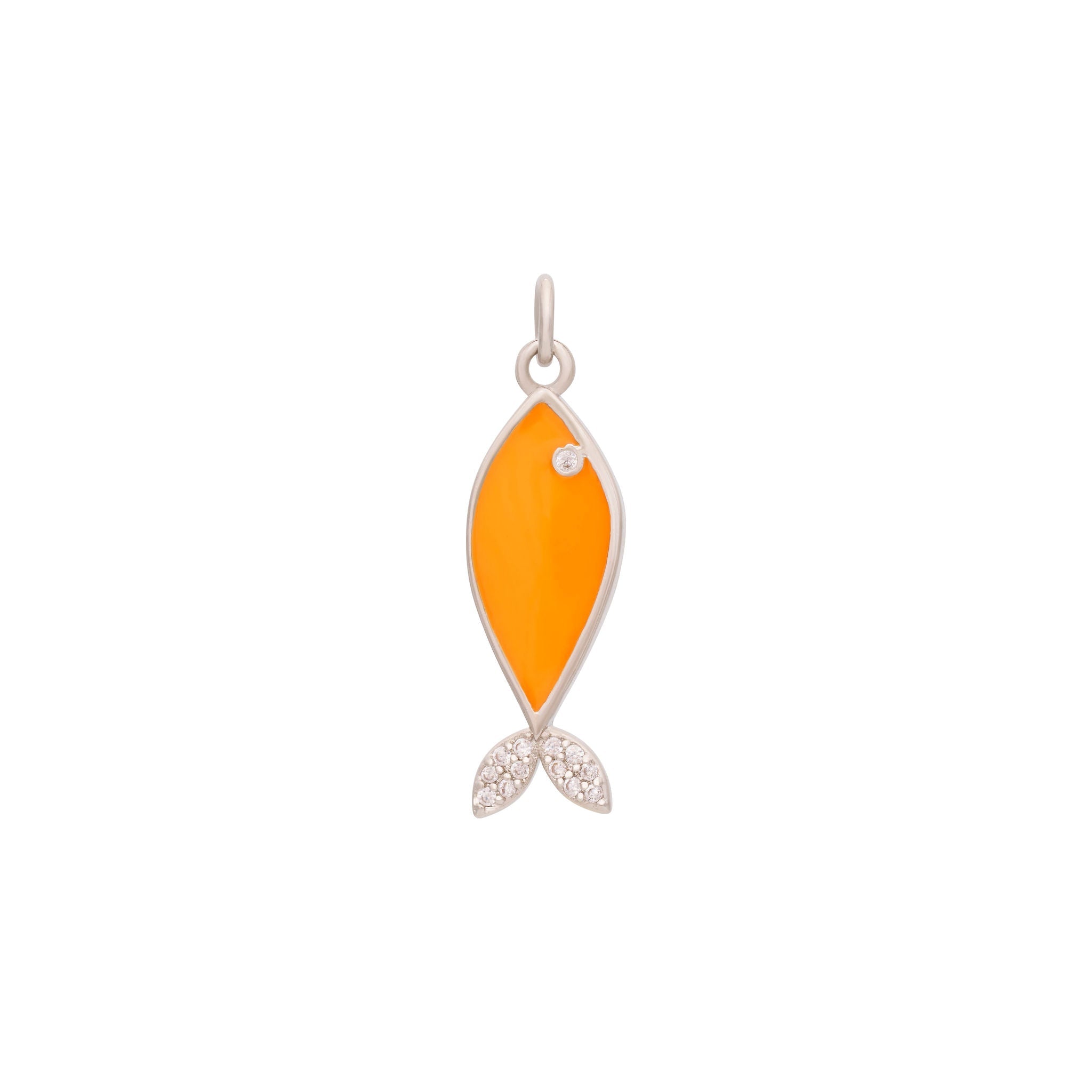 Enamel Fish Charm - Silver