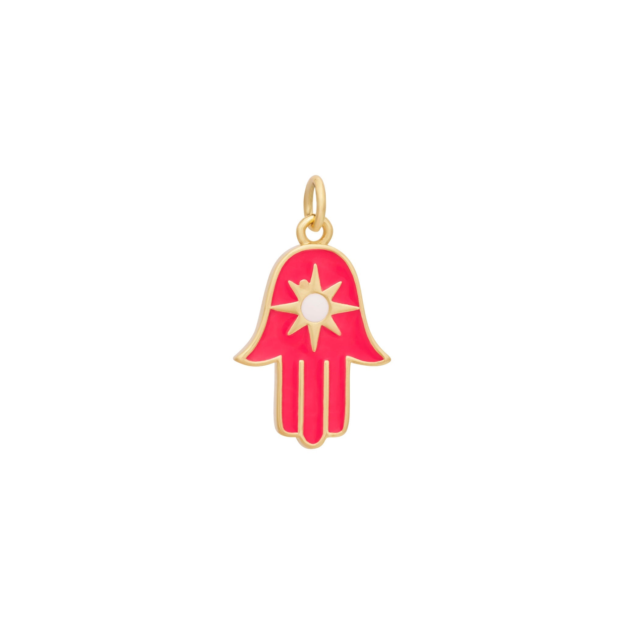 Enamel Hamsa Charm - Gold