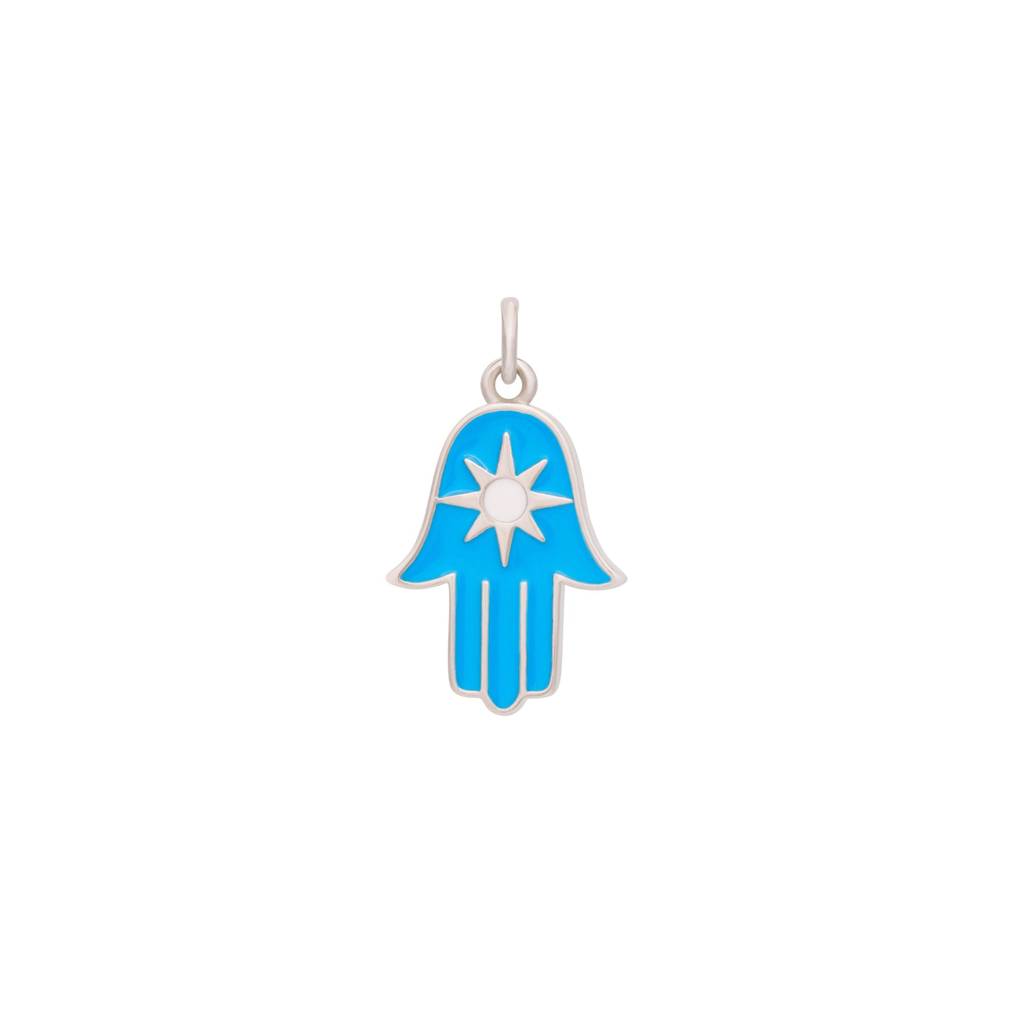 Enamel Hamsa Charm - Silver