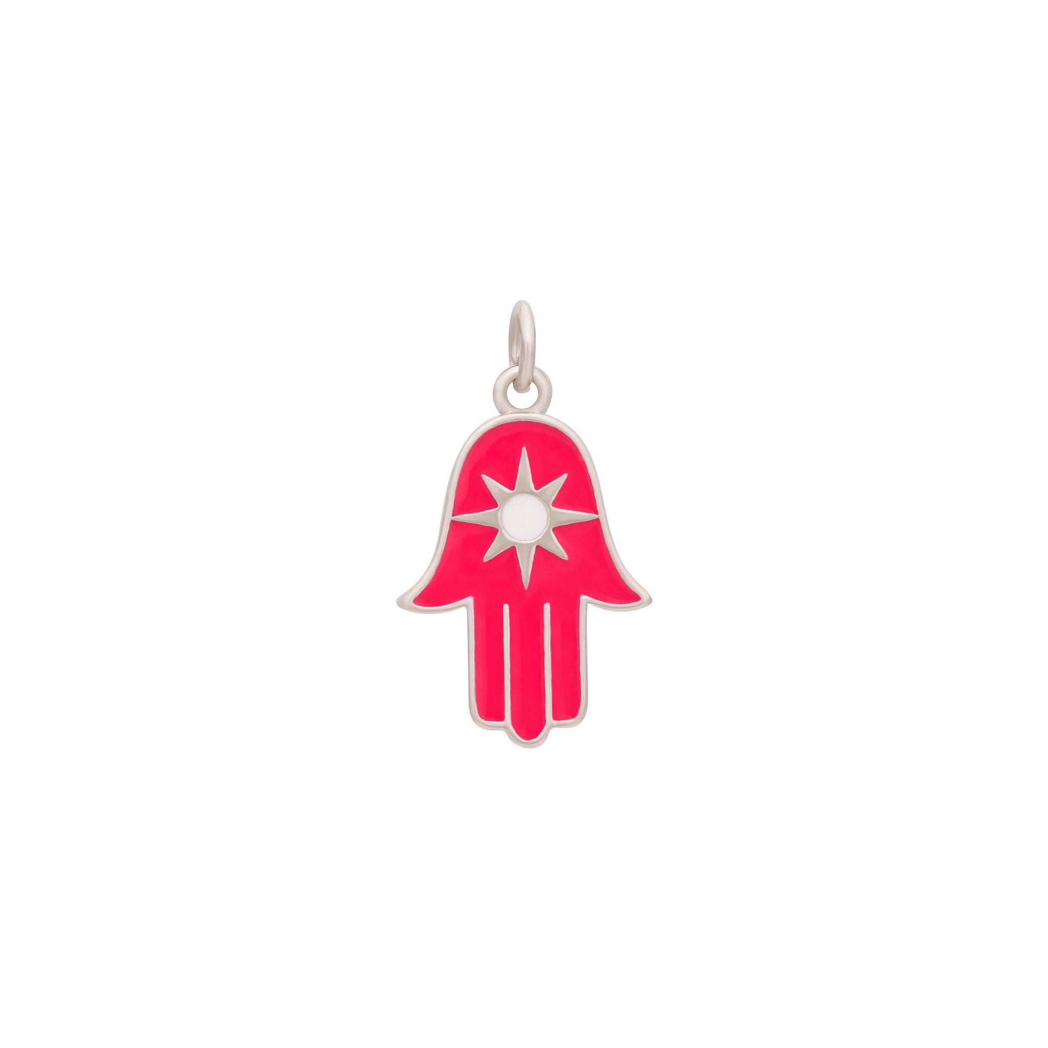 Enamel Hamsa Charm - Silver