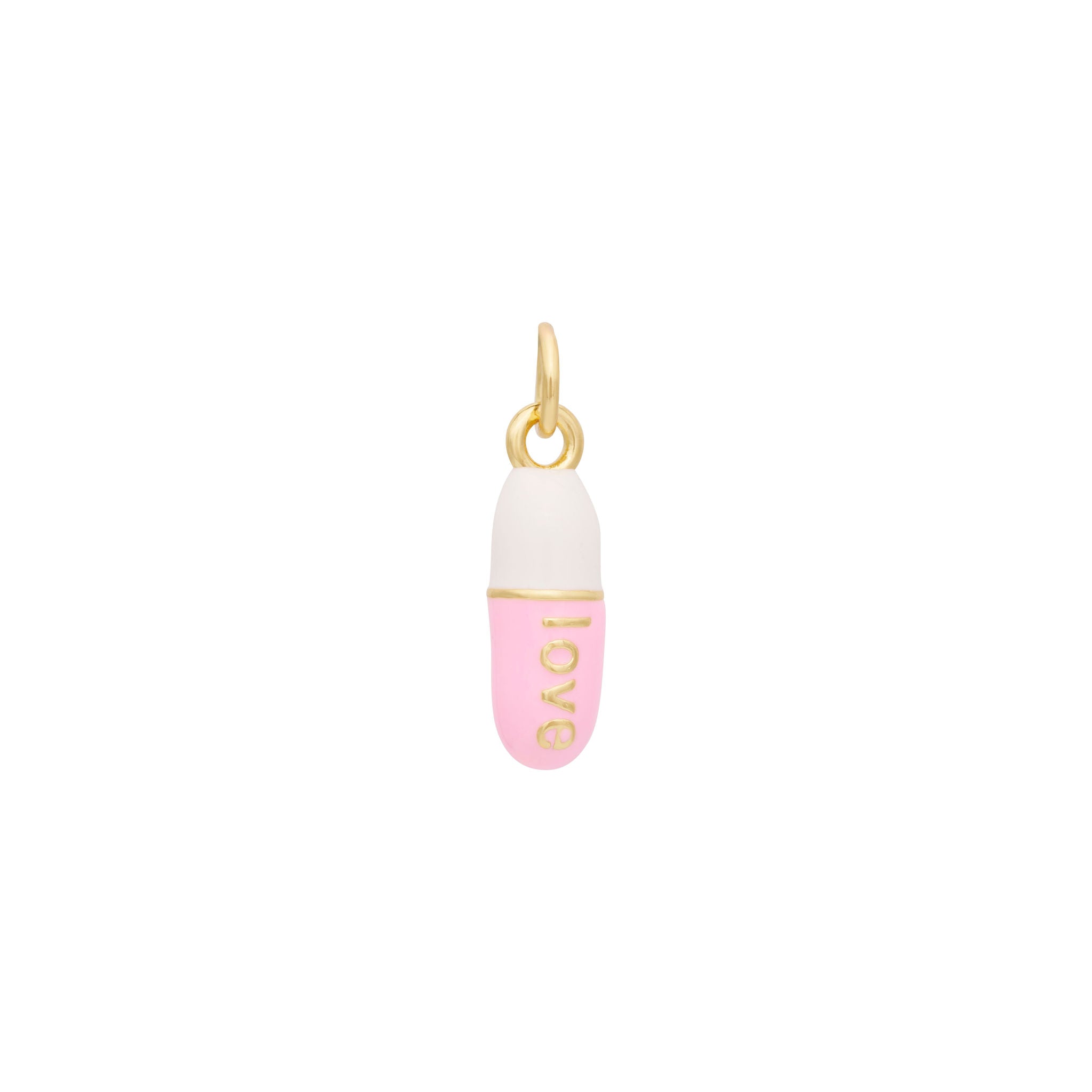 Enamel Love Pill Charm - Gold