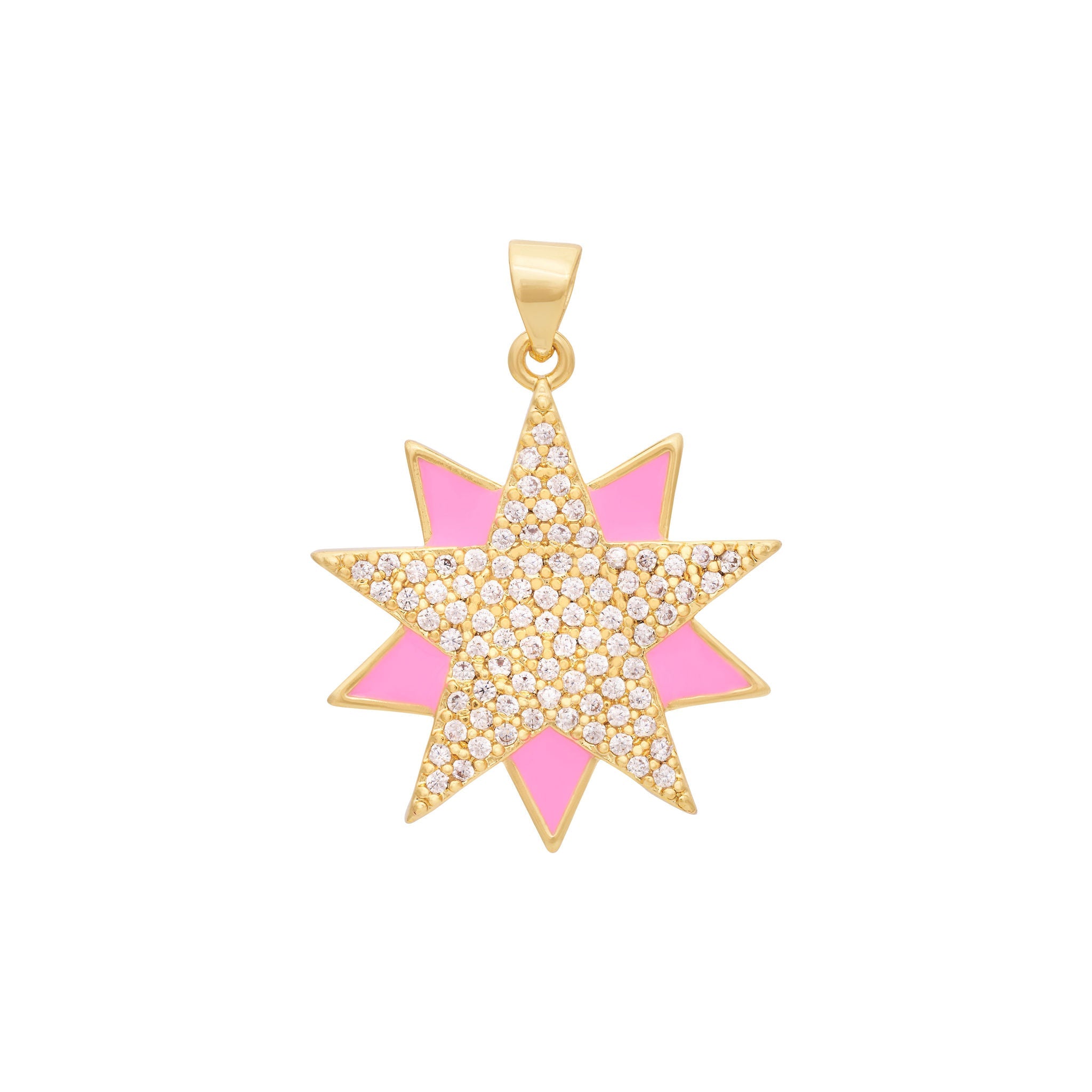 Enamel Zircon Star Charm - Gold