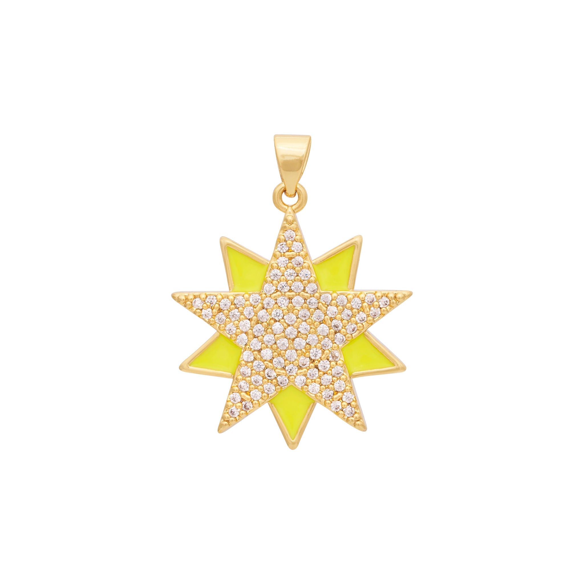 Enamel Zircon Star Charm - Gold