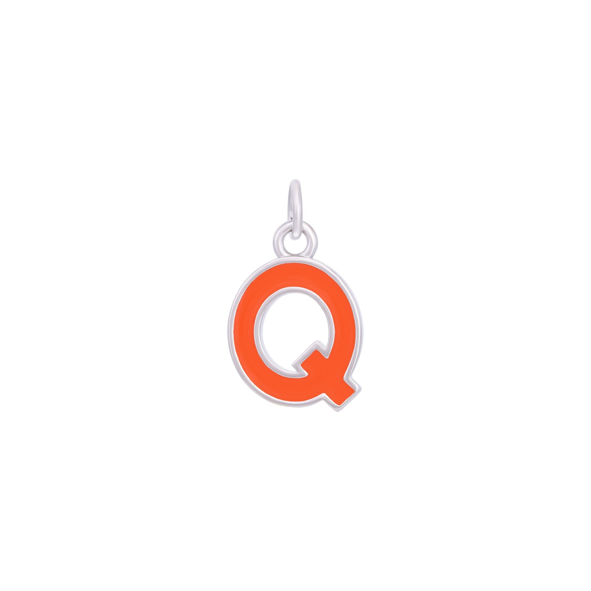 Orange Silver letter Q#Color_Orange