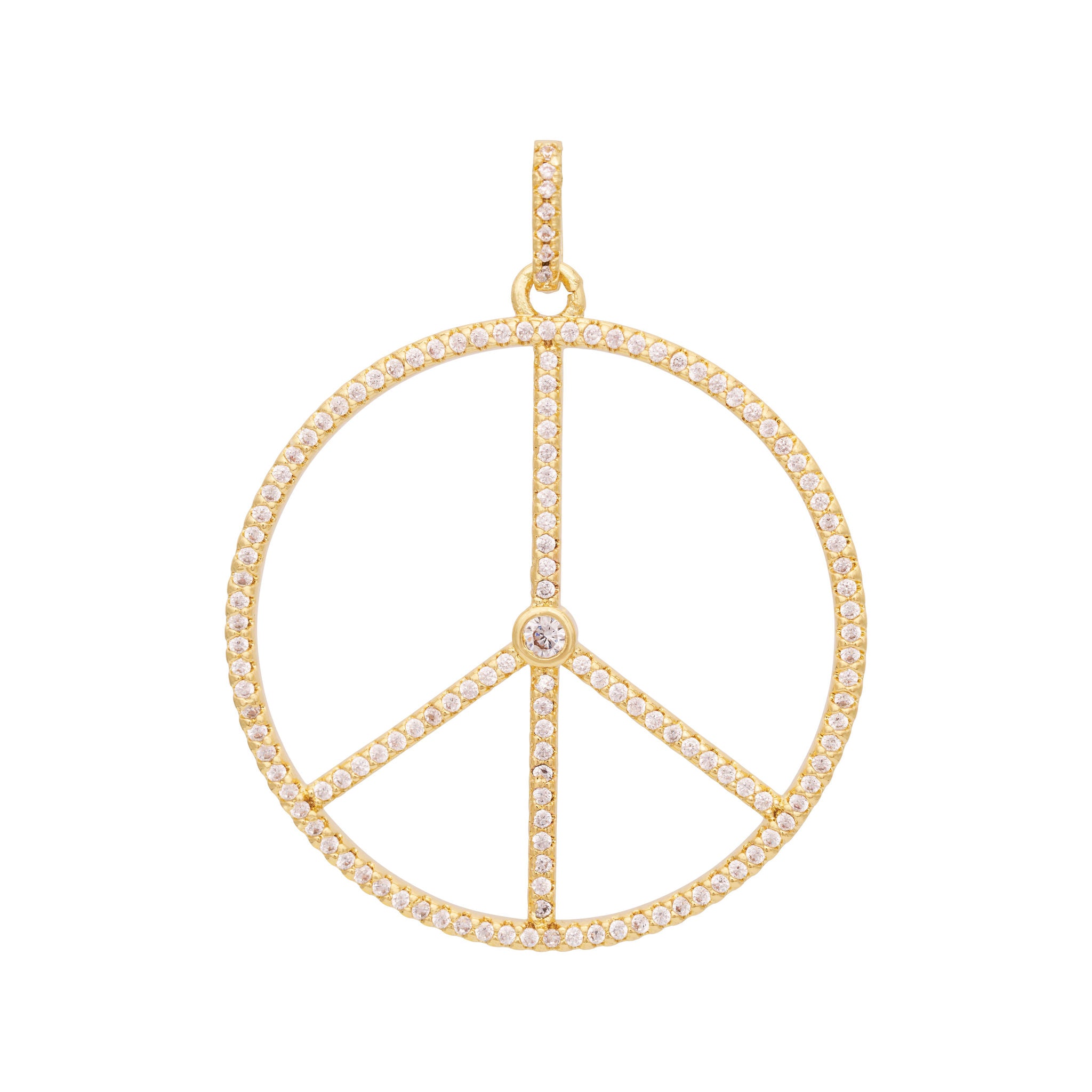 Peace Zircon Charm Gold or Silver