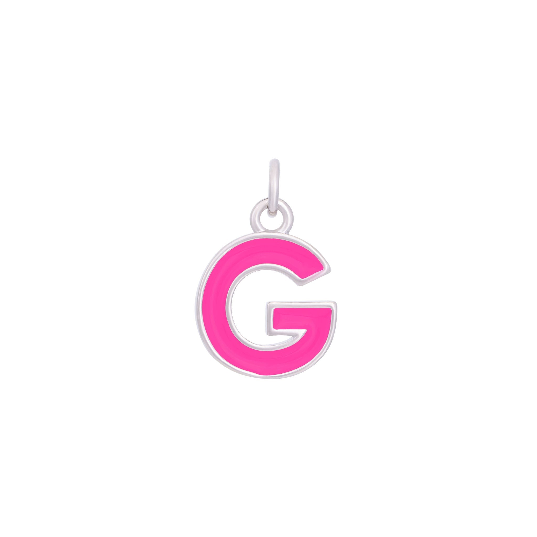 Pink Enamel Letter Charms A-Z - Silver