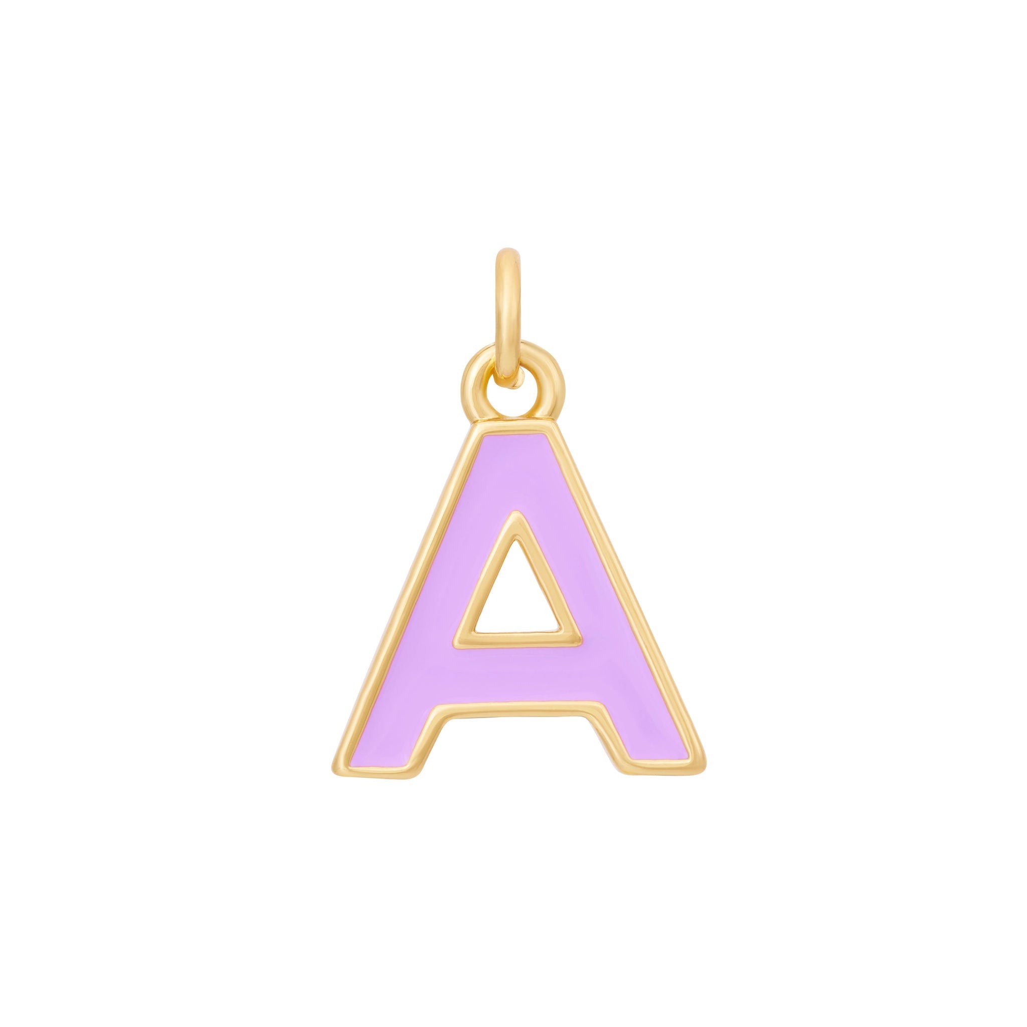 Purple Enamel Letter Charms A-Z - Gold