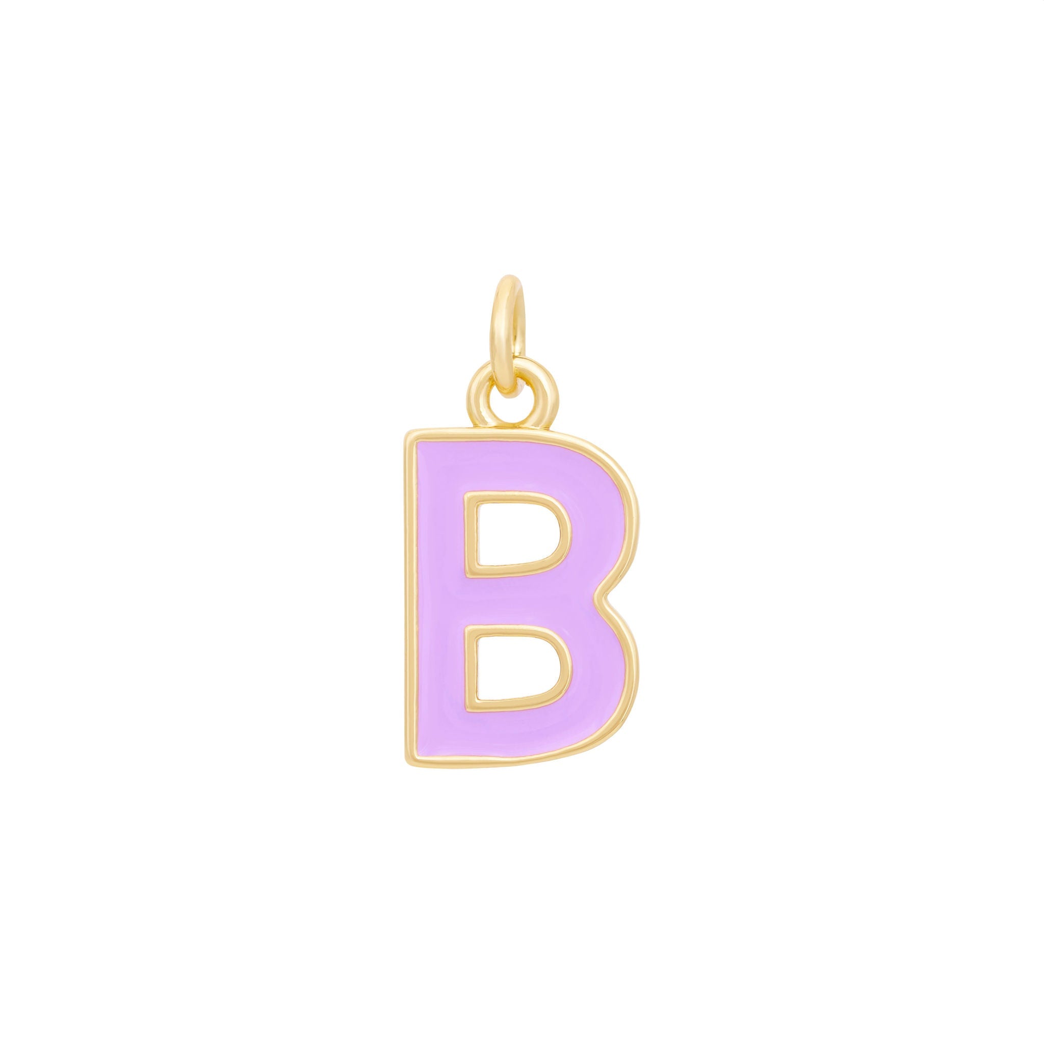 Purple Enamel Letter Charms A-Z Gold or Silver