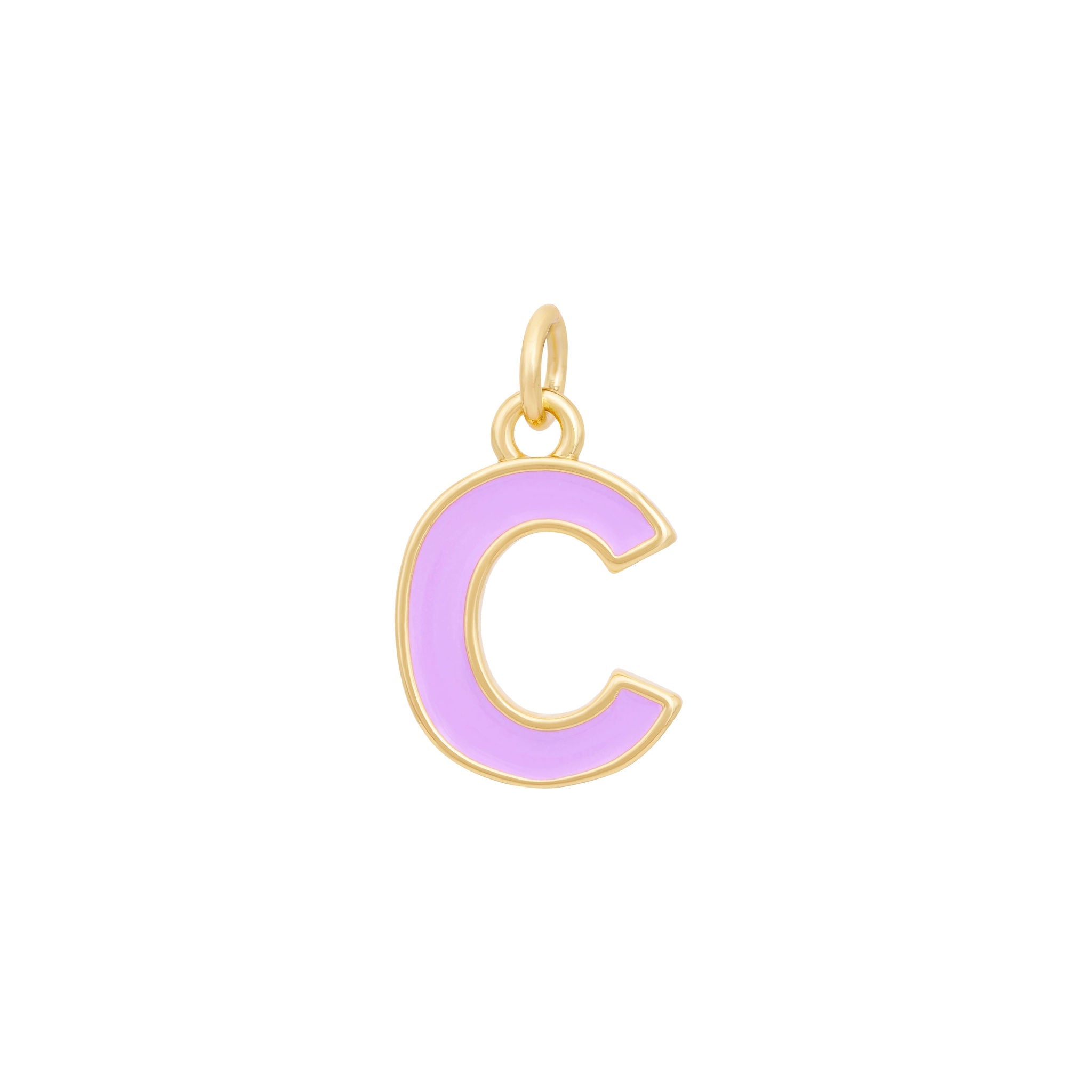 Purple Enamel Letter Charms A-Z - Gold