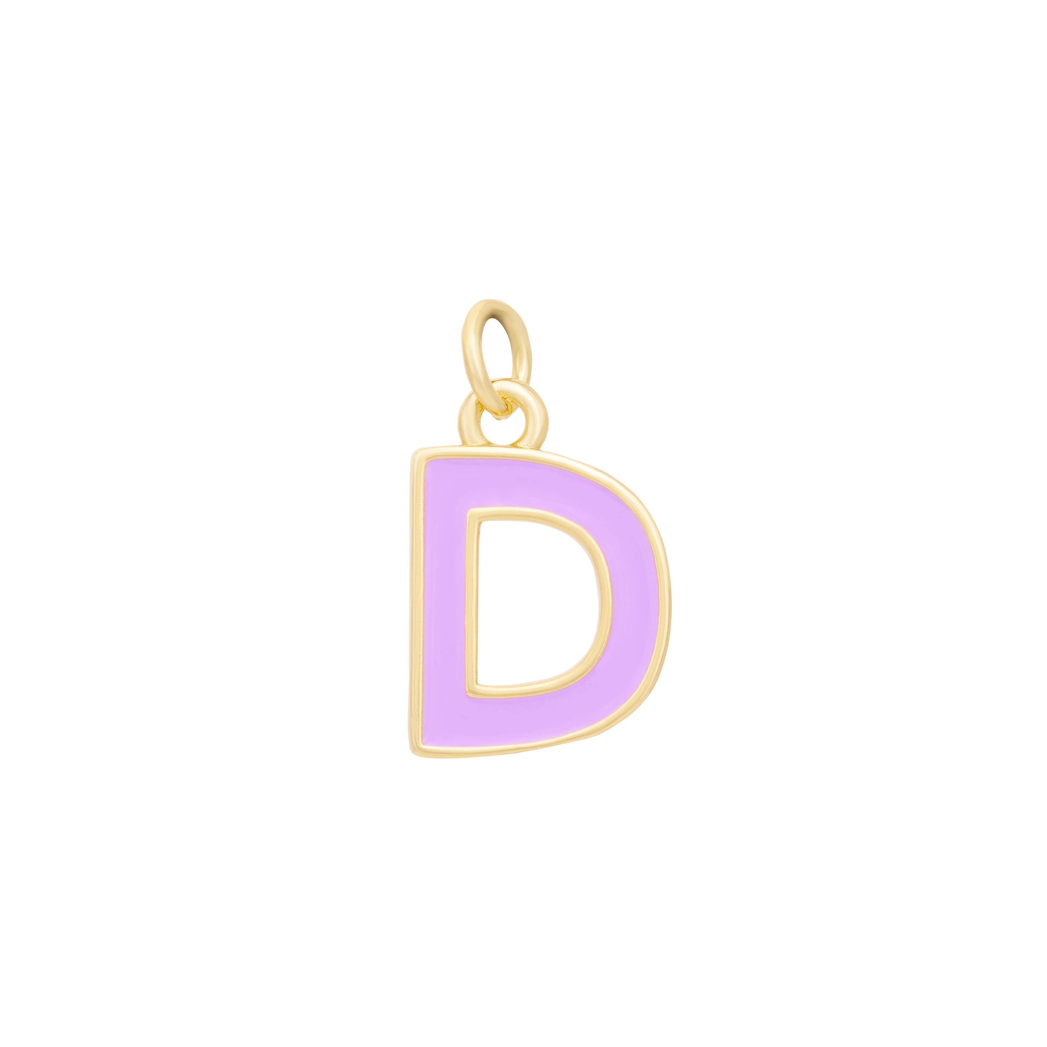 Purple Enamel Letter Charms A-Z - Gold