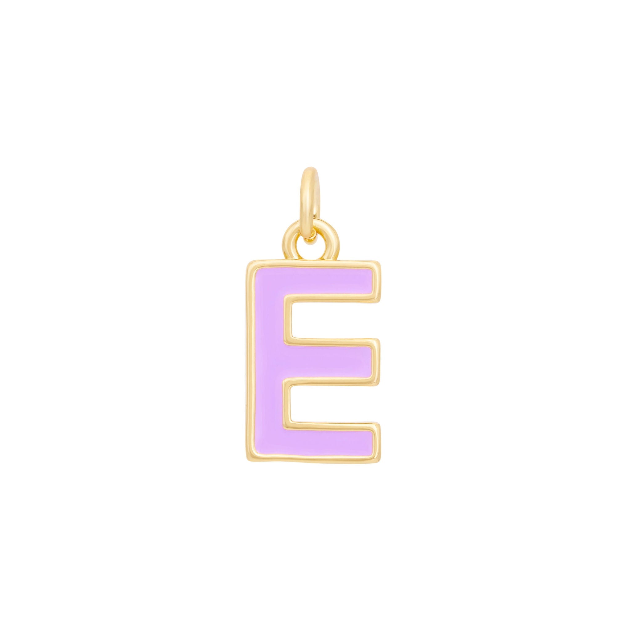 Purple Enamel Letter Charms A-Z - Gold