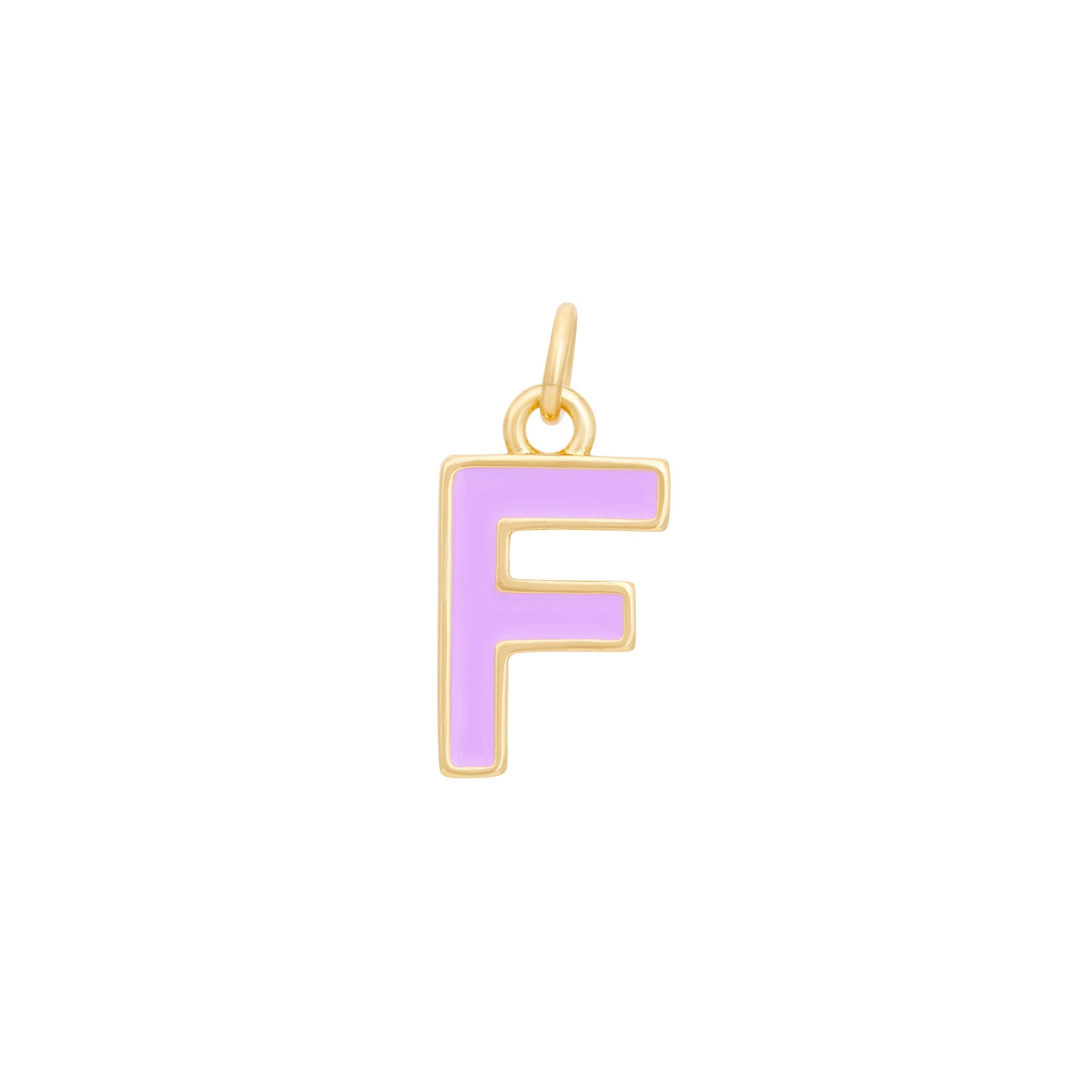 Purple Enamel Letter Charms A-Z - Gold