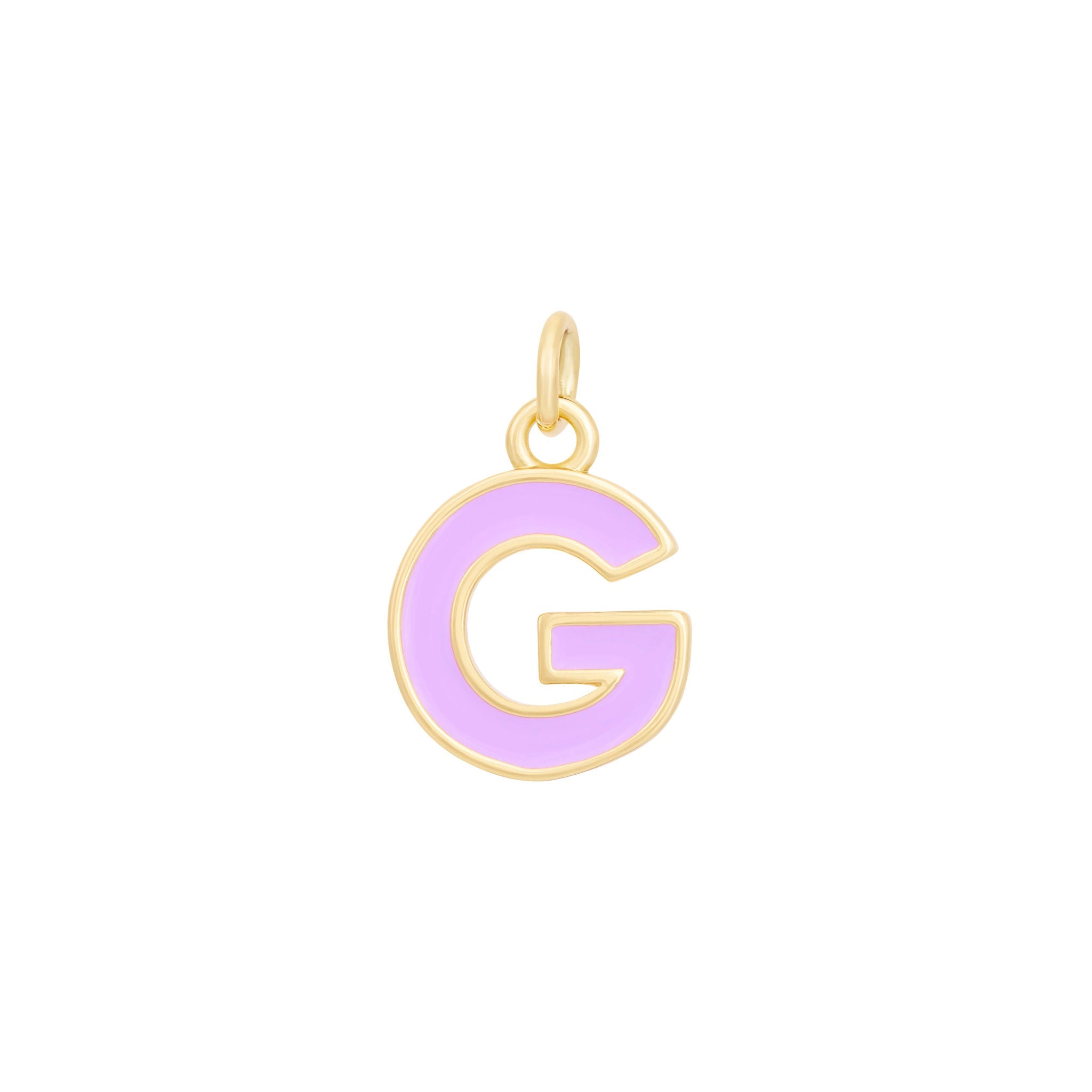 Purple Enamel Letter Charms A-Z - Gold