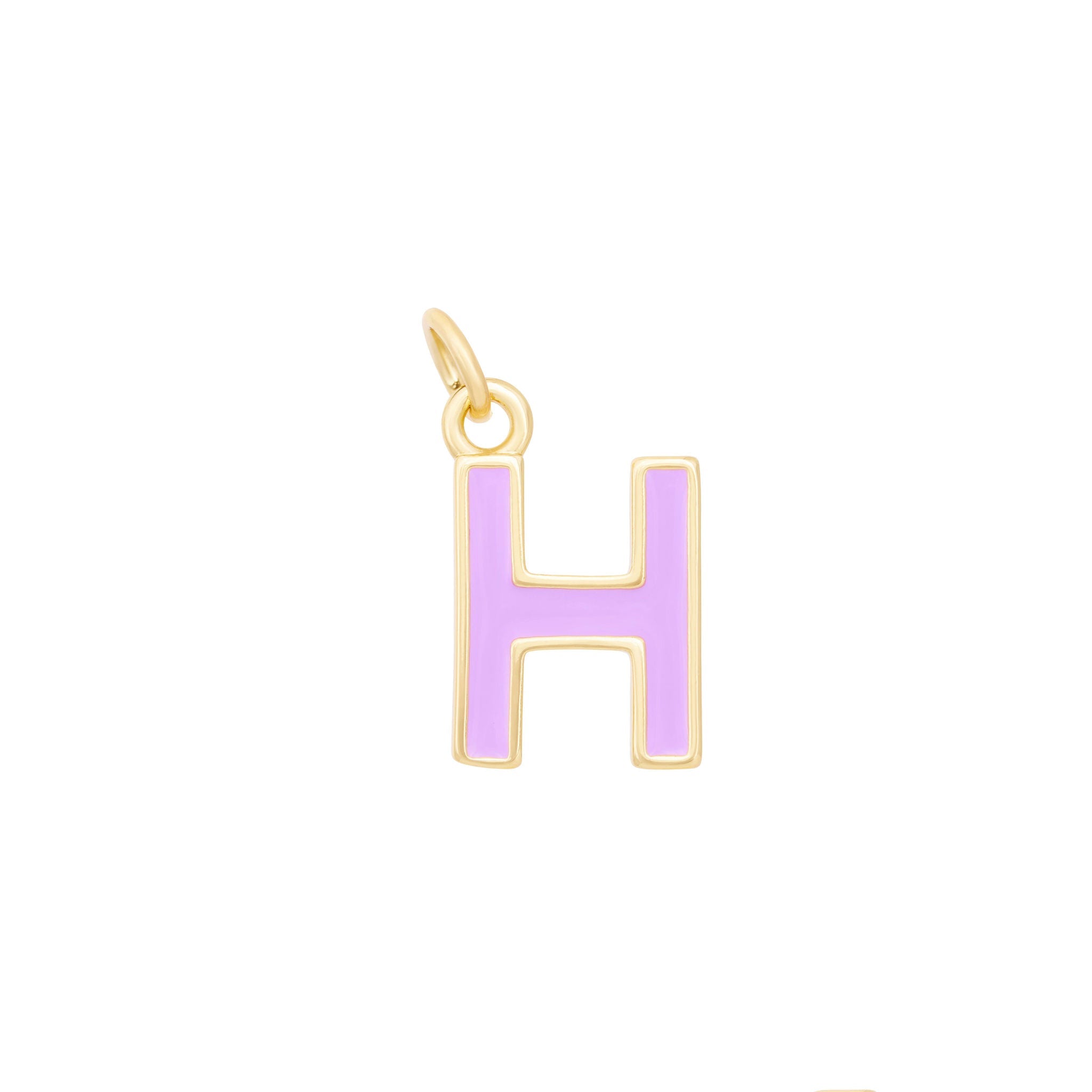 Purple Enamel Letter Charms A-Z - Gold