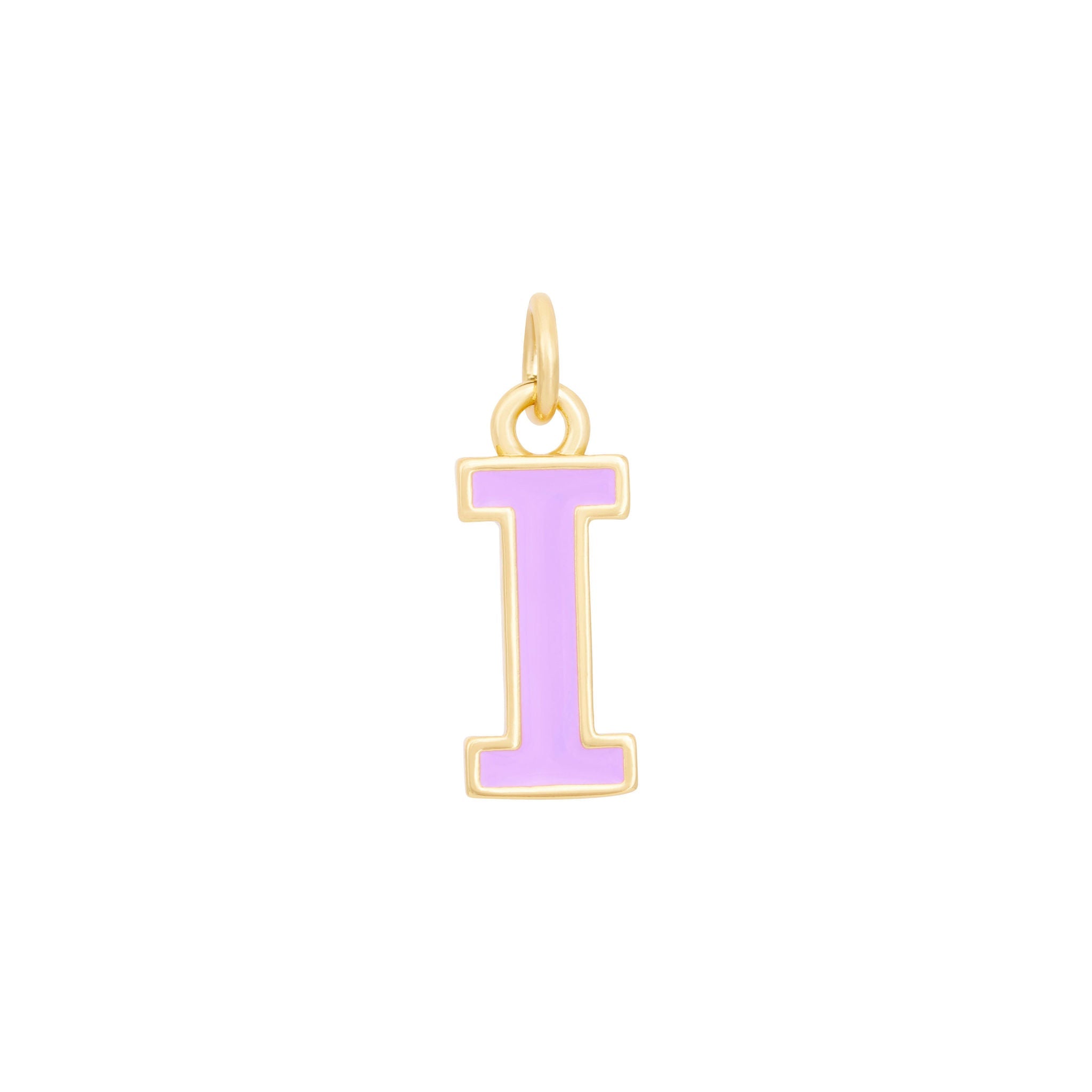 Purple Enamel Letter Charms A-Z - Gold