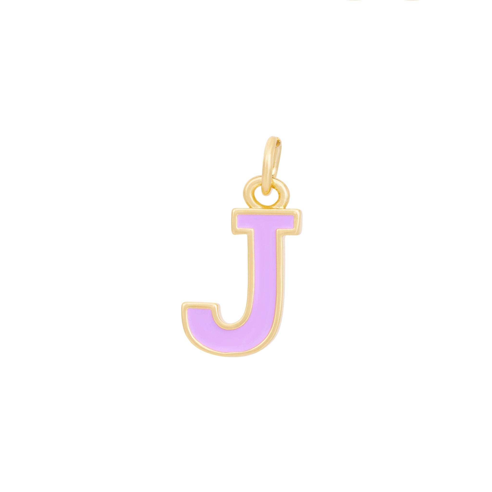 Purple Enamel Letter Charms A-Z - Gold