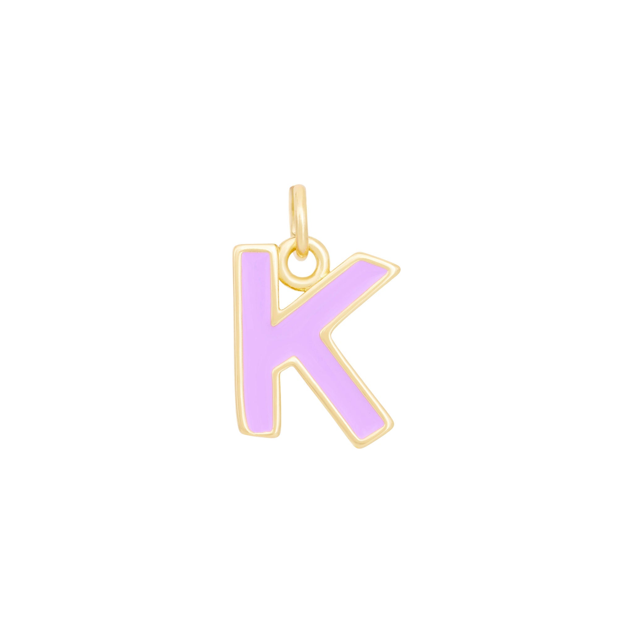 Purple Enamel Letter Charms A-Z - Gold