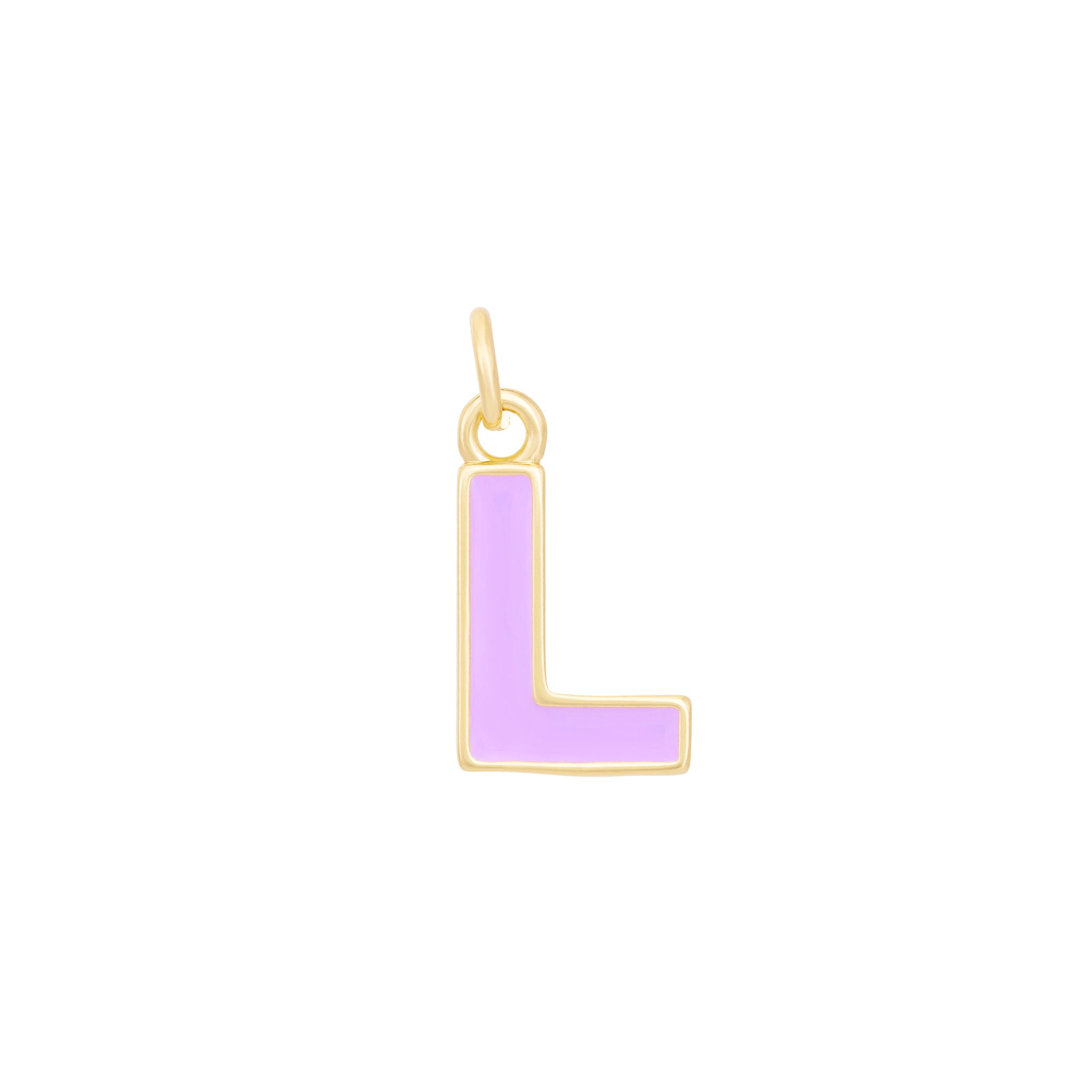 Purple Enamel Letter Charms A-Z - Gold