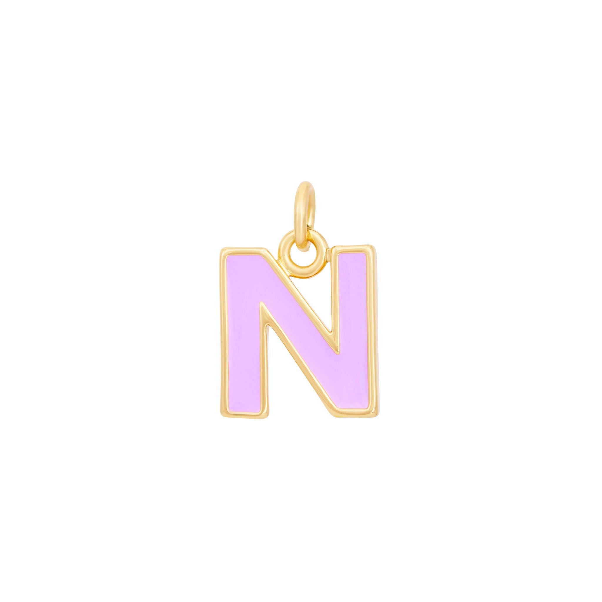 Purple Enamel Letter Charms A-Z - Gold