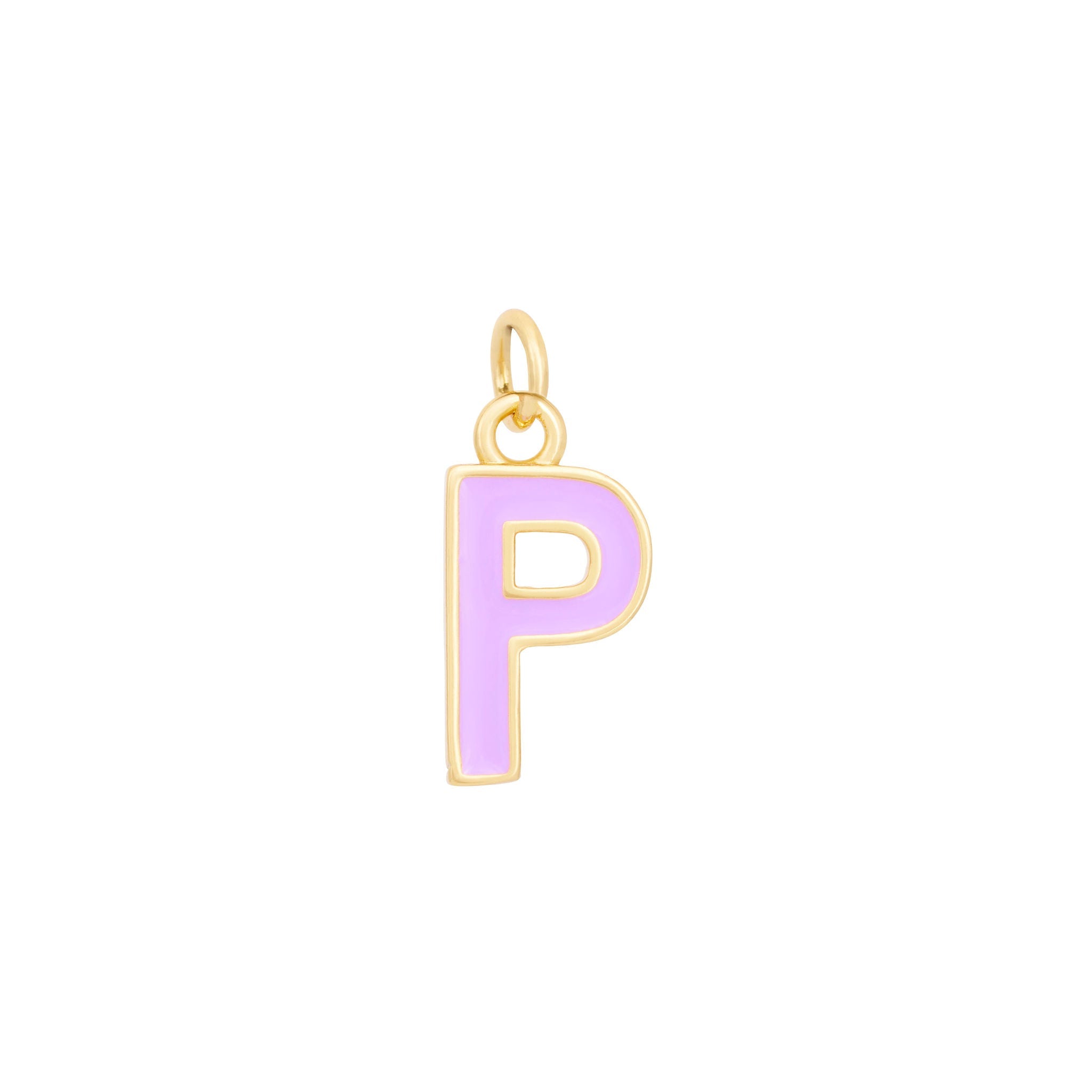 Purple Enamel Letter Charms A-Z - Gold