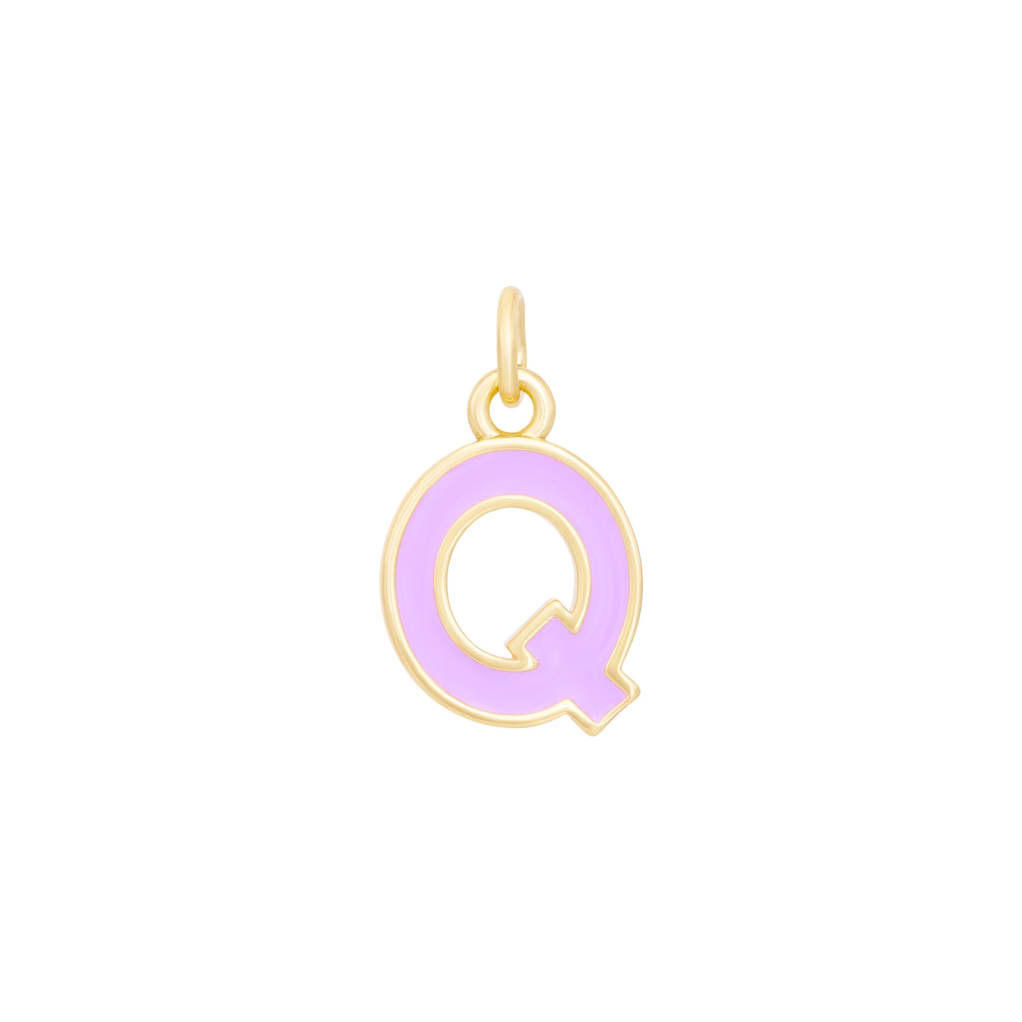 Purple Enamel Letter Charms A-Z - Gold