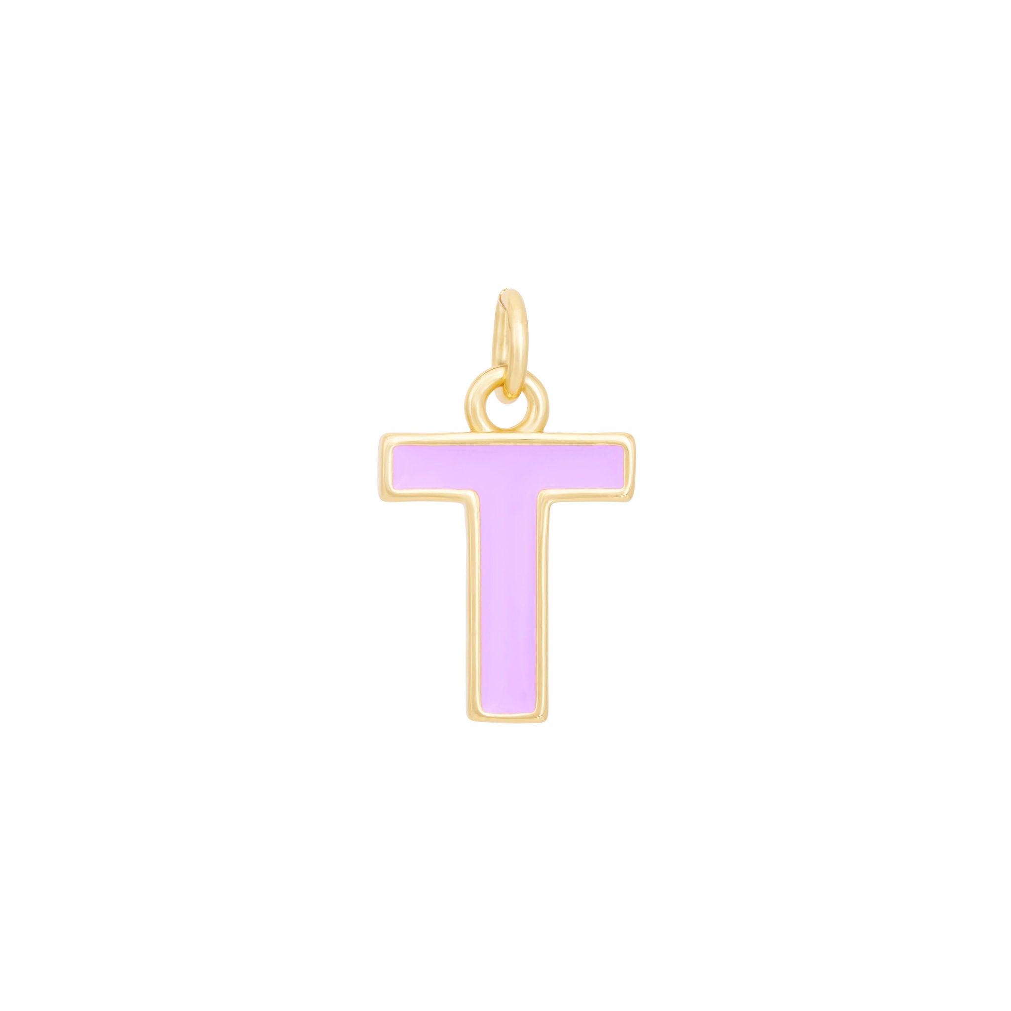 Purple Enamel Letter Charms A-Z - Gold