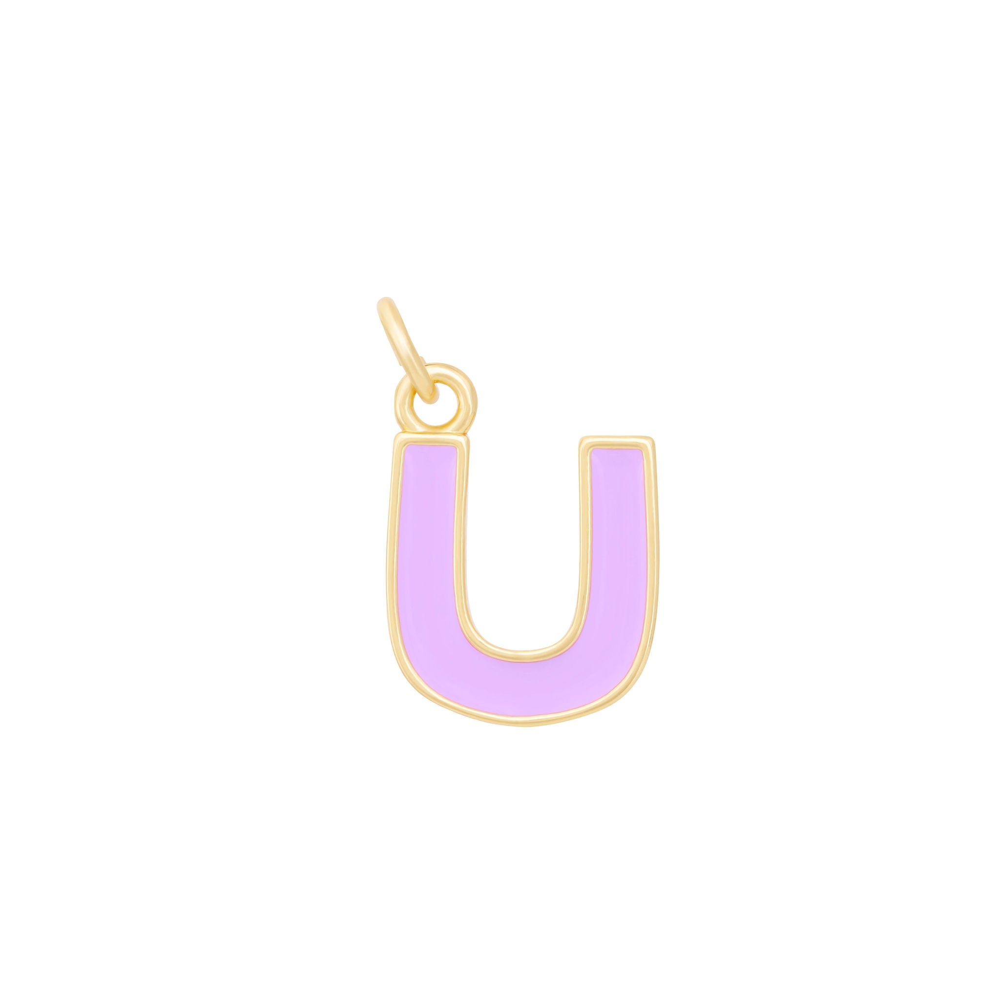 Purple Enamel Letter Charms A-Z - Gold