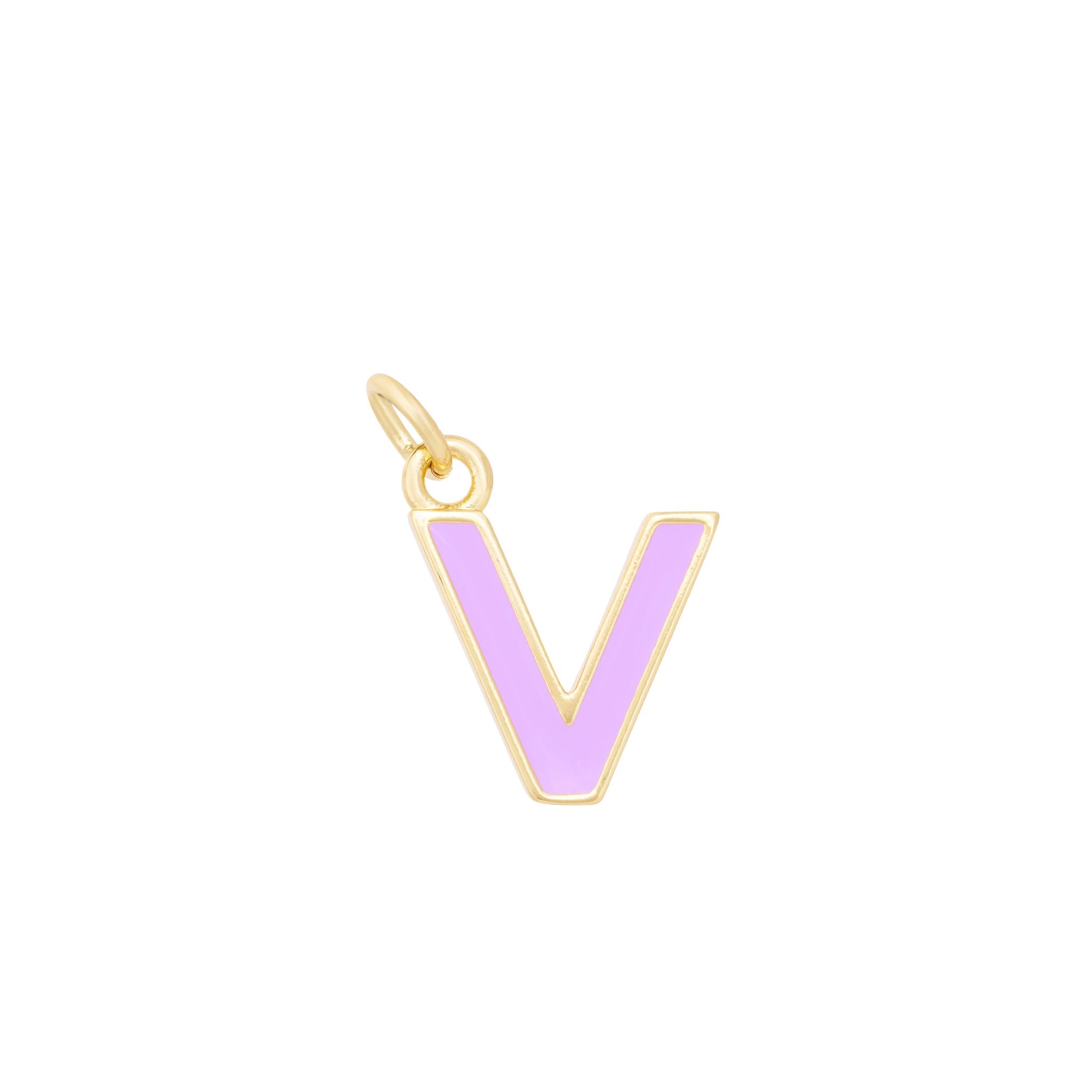 Purple Enamel Letter Charms A-Z - Gold