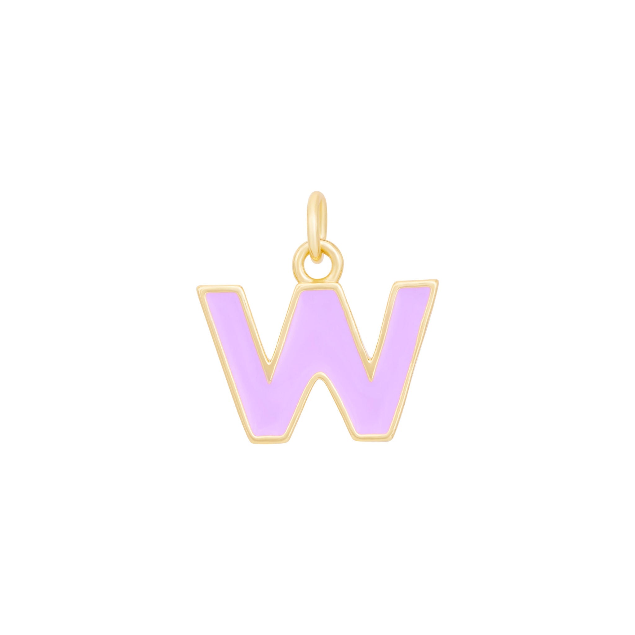 Purple Enamel Letter Charms A-Z - Gold