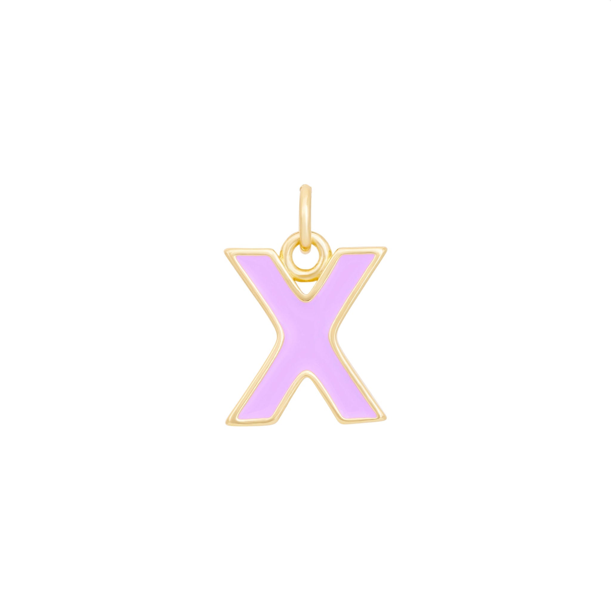 Purple Enamel Letter Charms A-Z - Gold