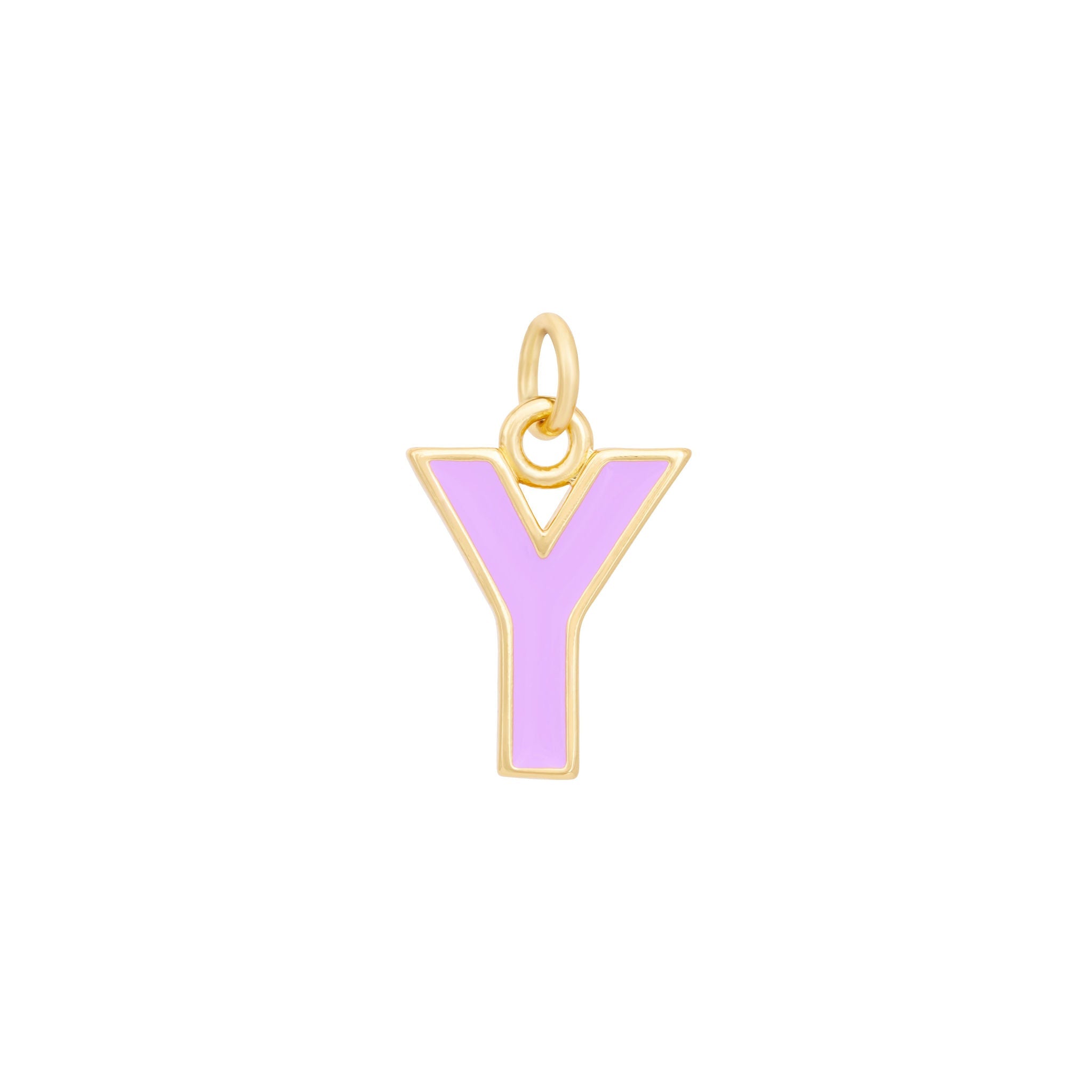 Purple Enamel Letter Charms A-Z - Gold