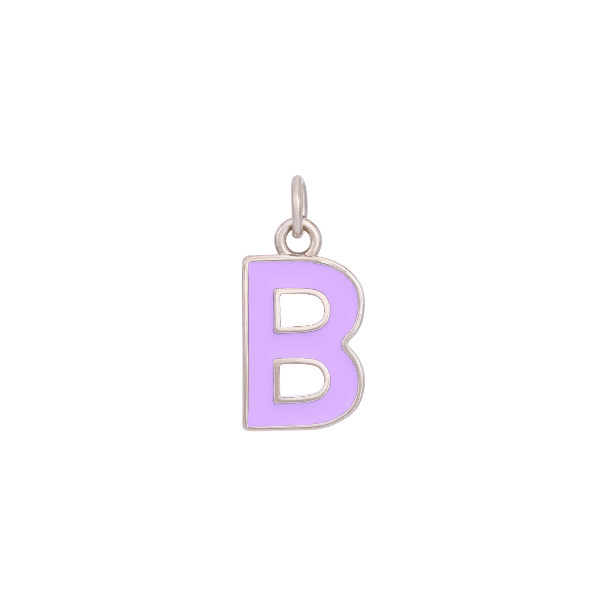 Purple Enamel Letter Charms A-Z - Silver