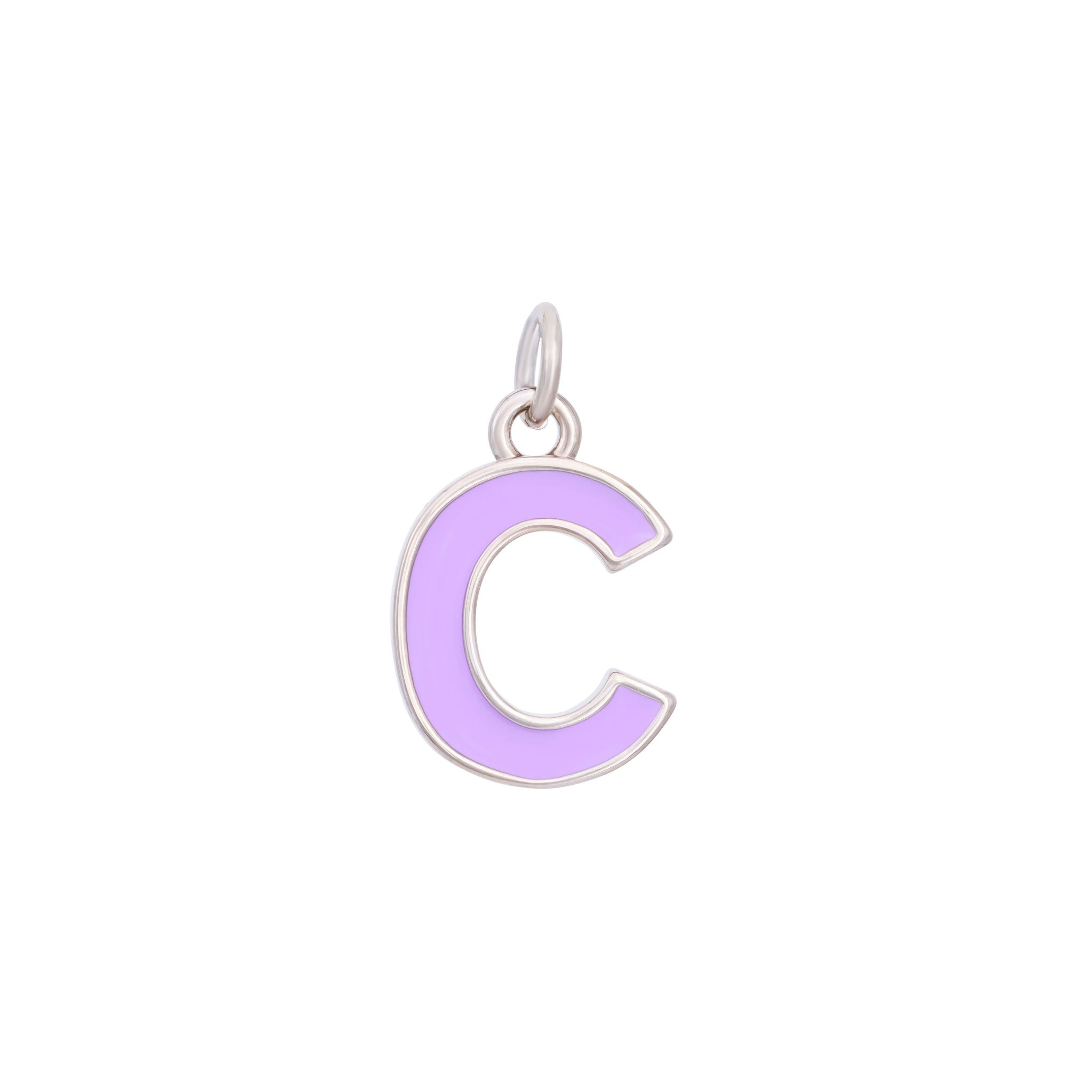 Purple Enamel Letter Charms A-Z - Silver