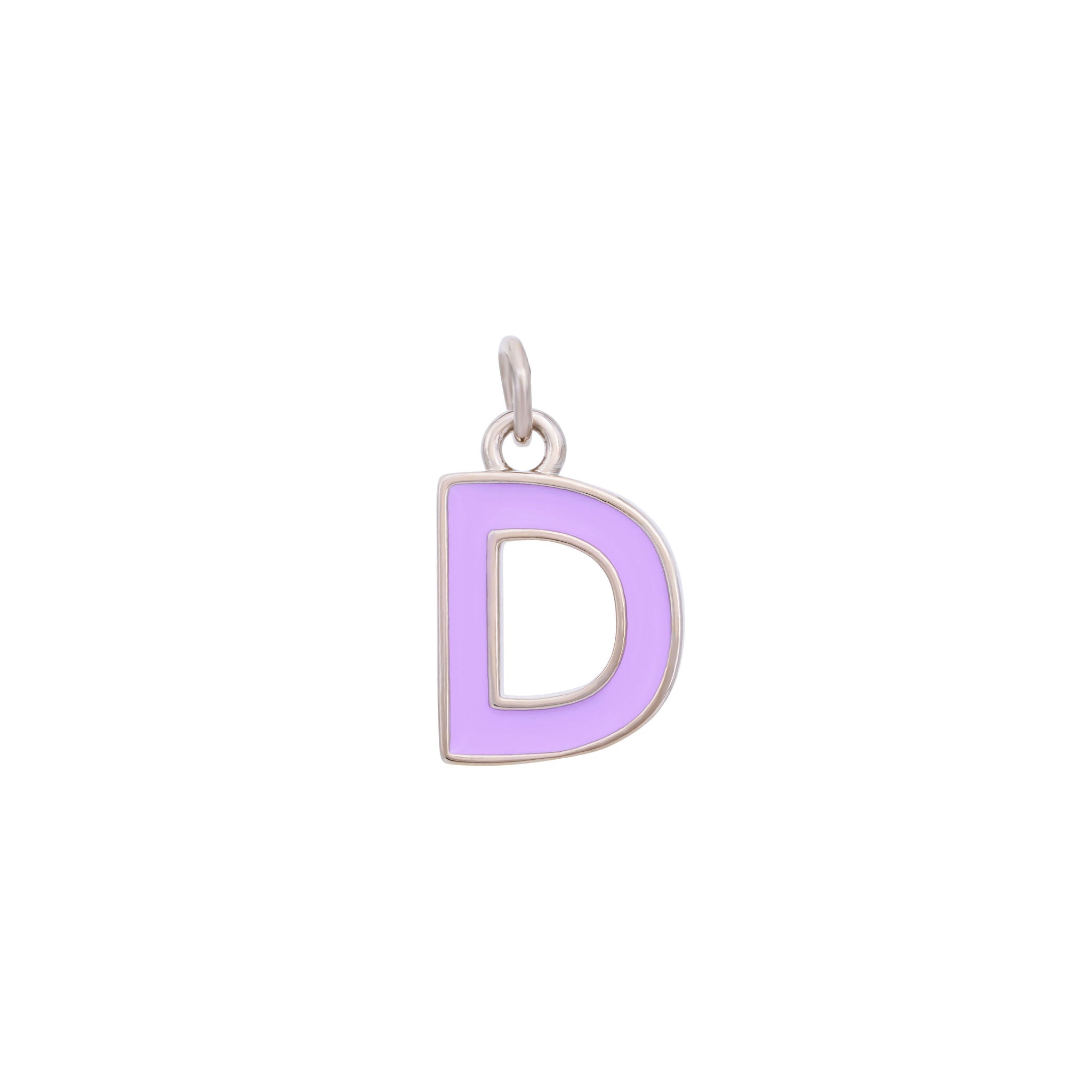 Purple Enamel Letter Charms A-Z - Silver