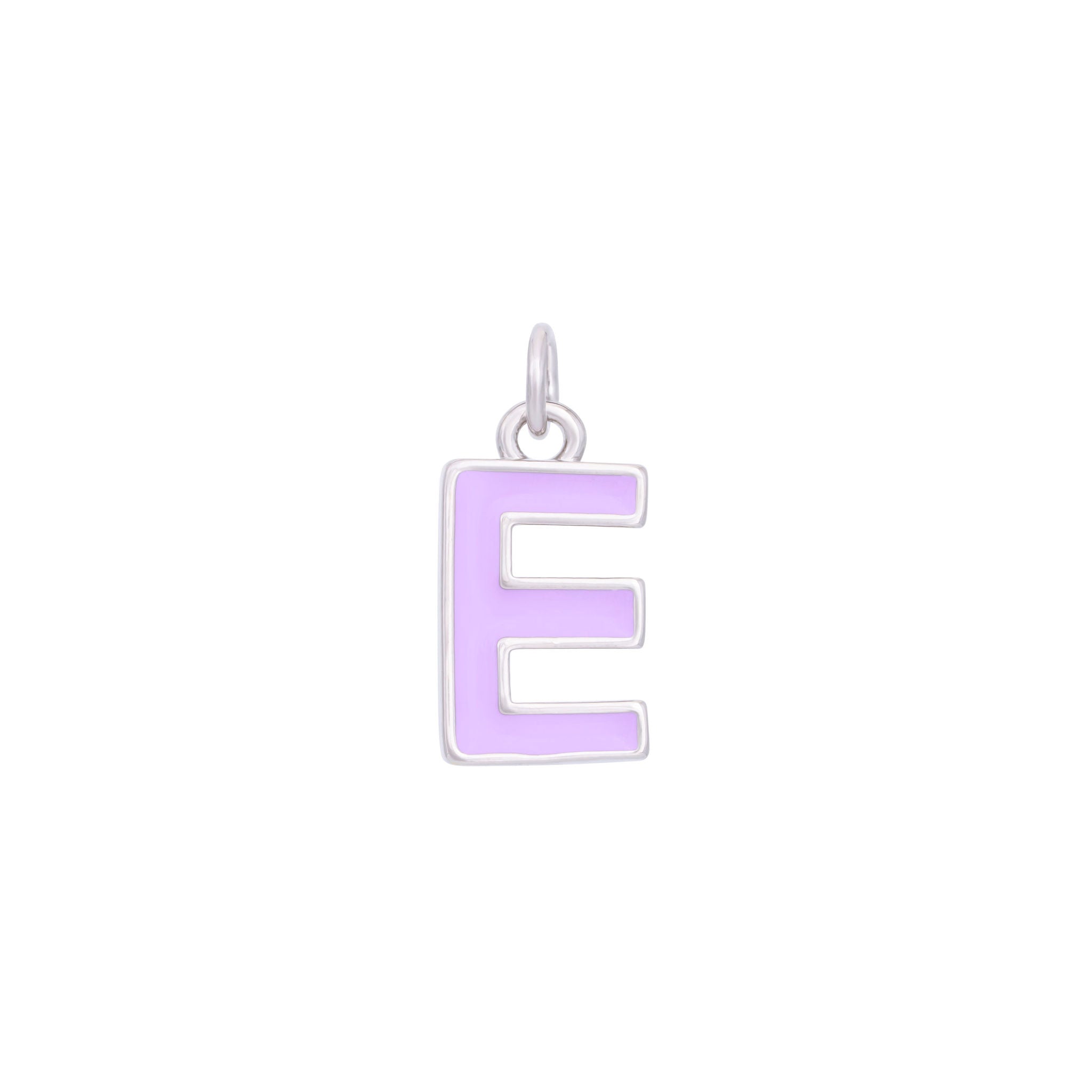 Purple Enamel Letter Charms A-Z - Silver