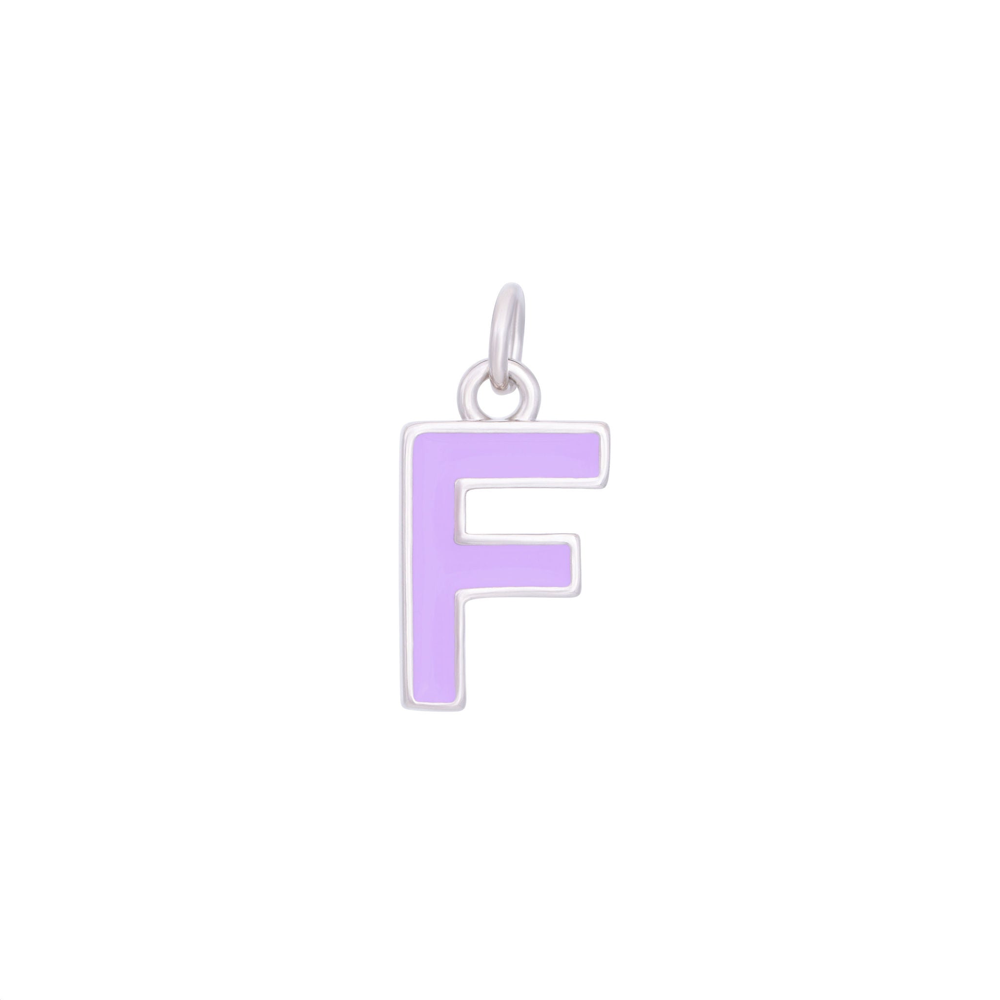 Purple Enamel Letter Charms A-Z - Silver