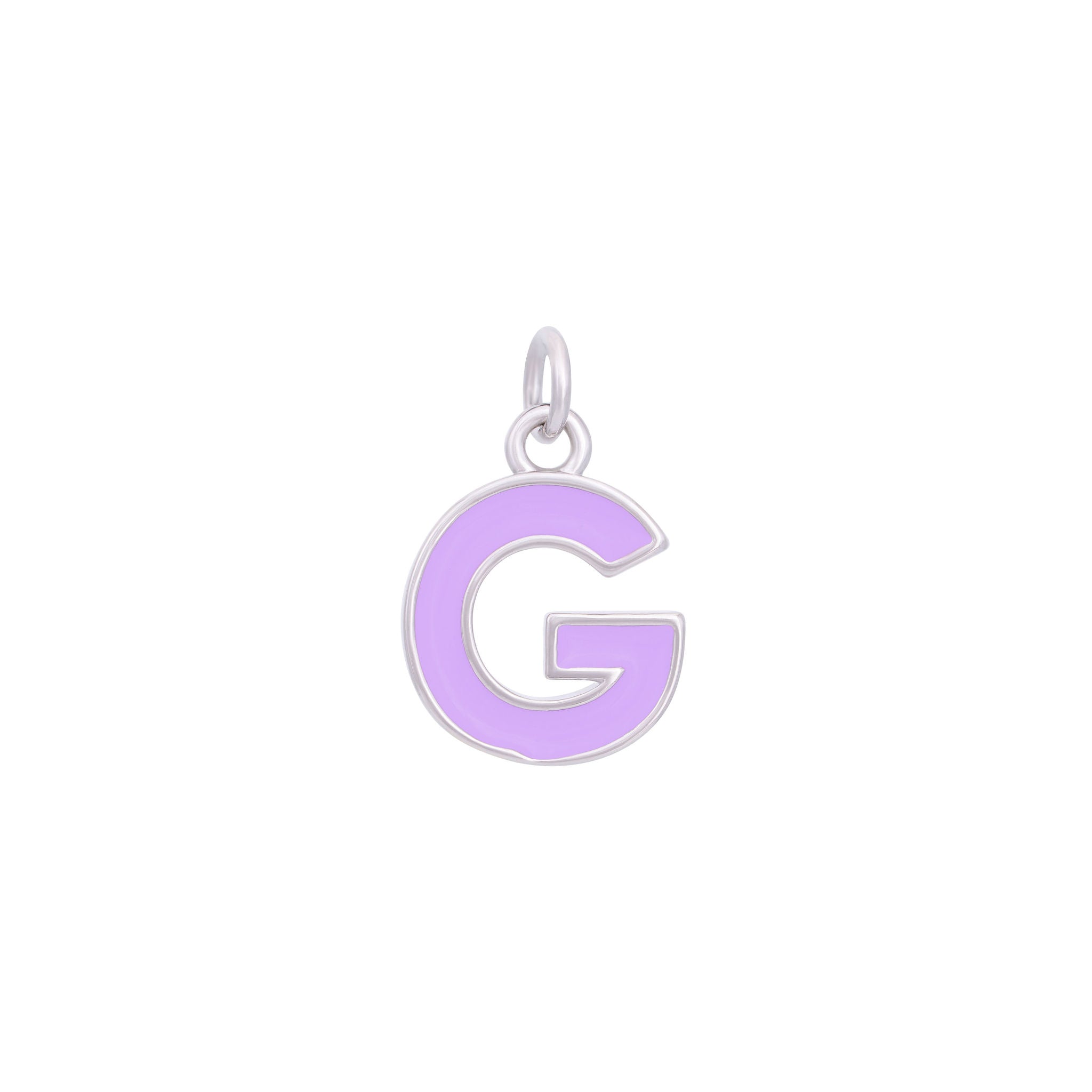 Purple Enamel Letter Charms A-Z - Silver