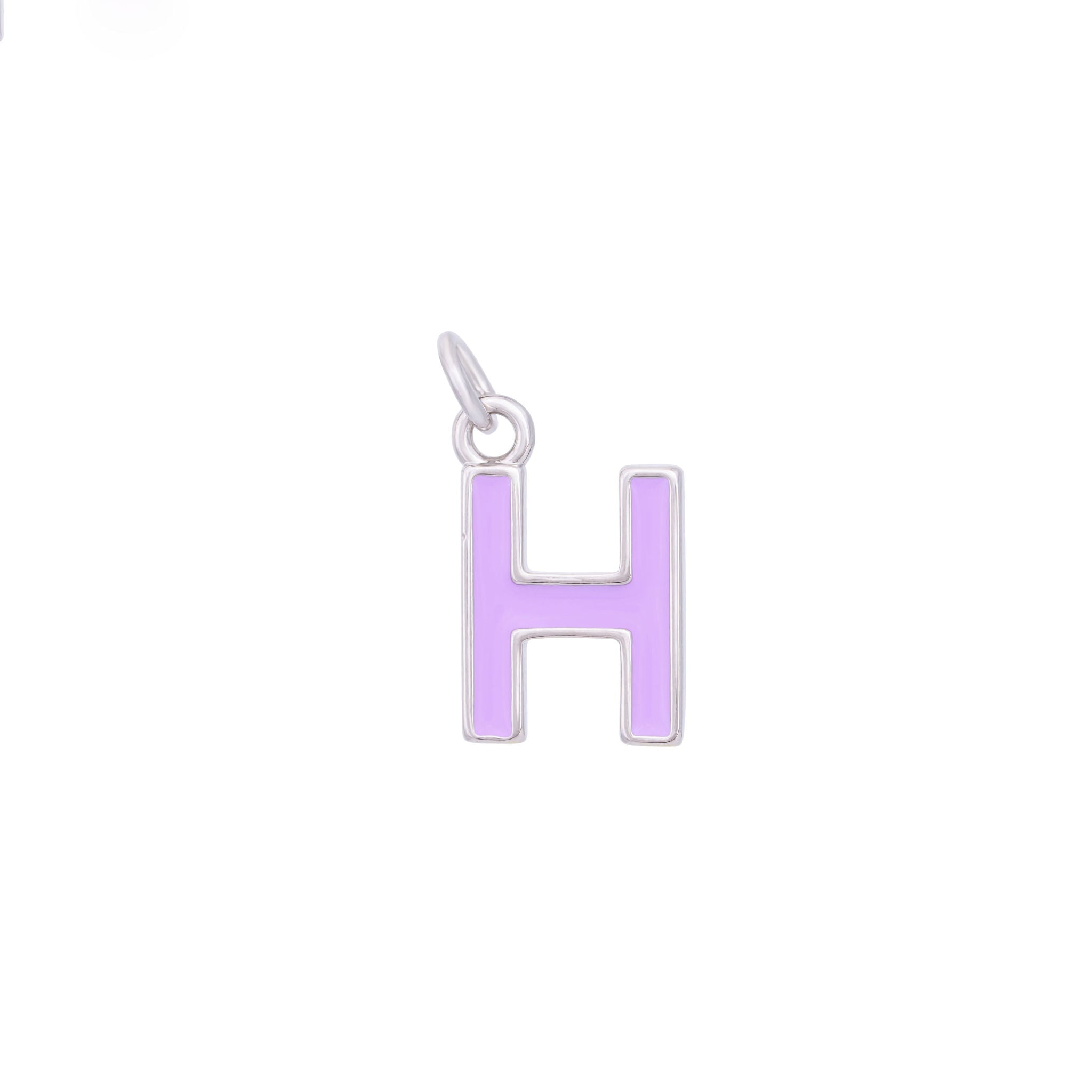 Purple Enamel Letter Charms A-Z - Silver