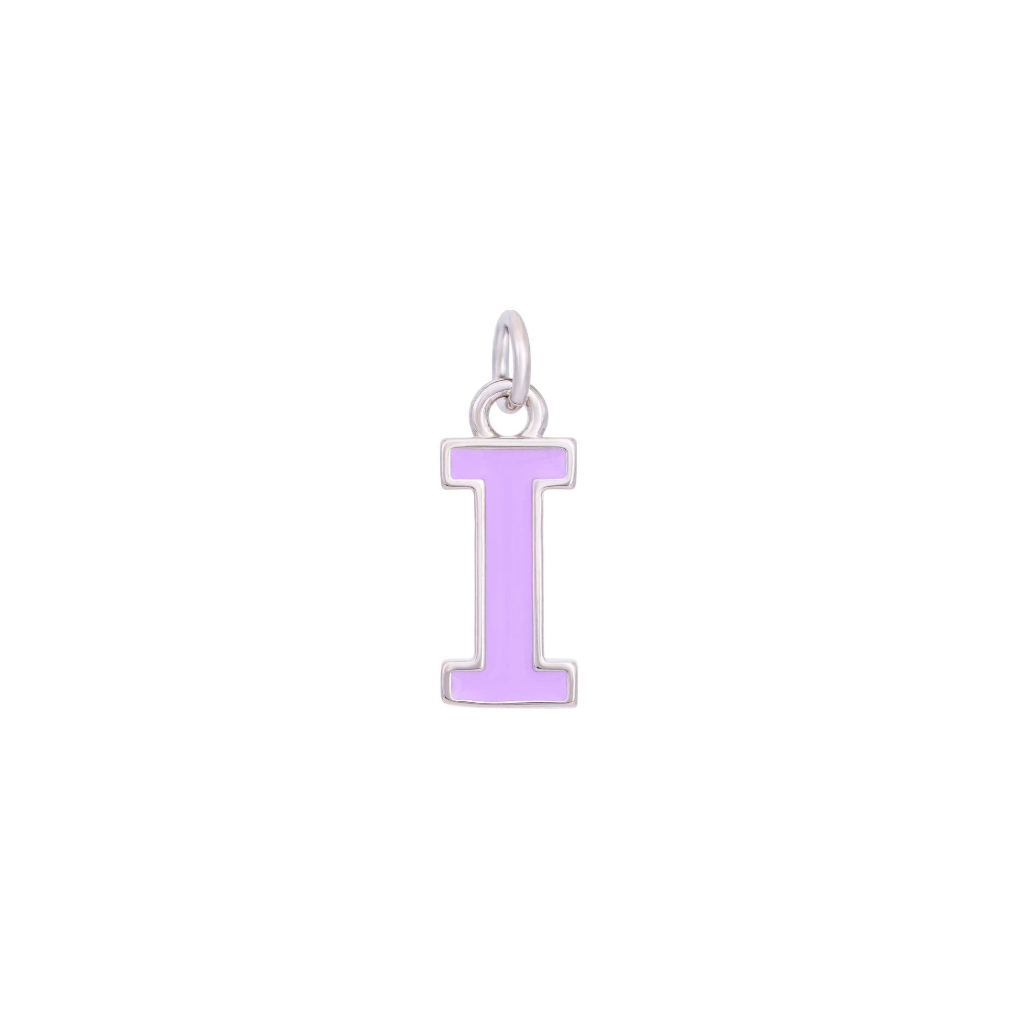 Purple Enamel Letter Charms A-Z - Silver