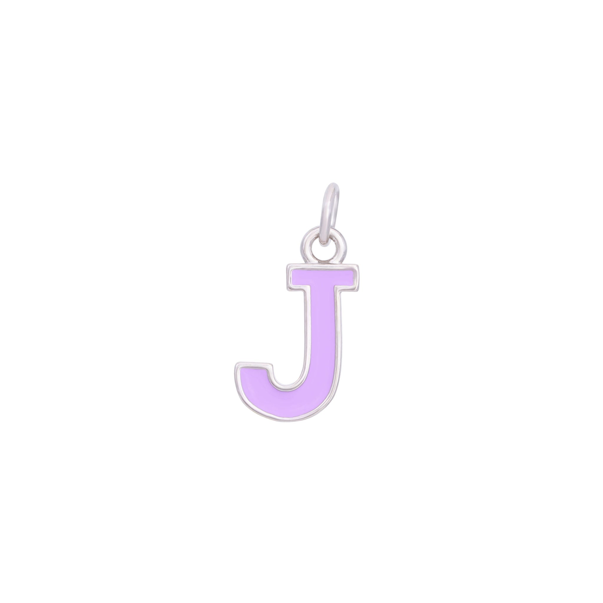 Purple Enamel Letter Charms A-Z - Silver