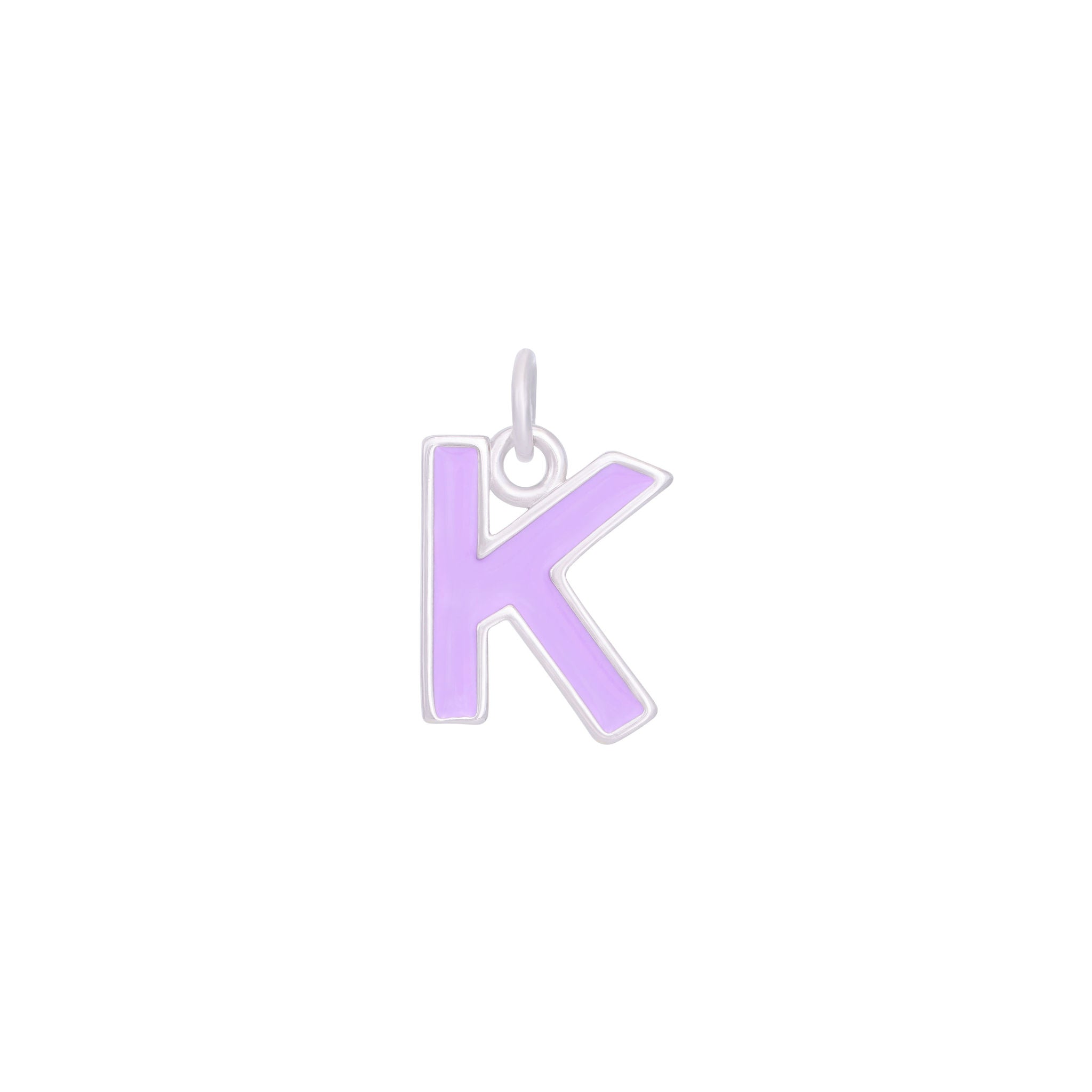 Purple Enamel Letter Charms A-Z - Silver