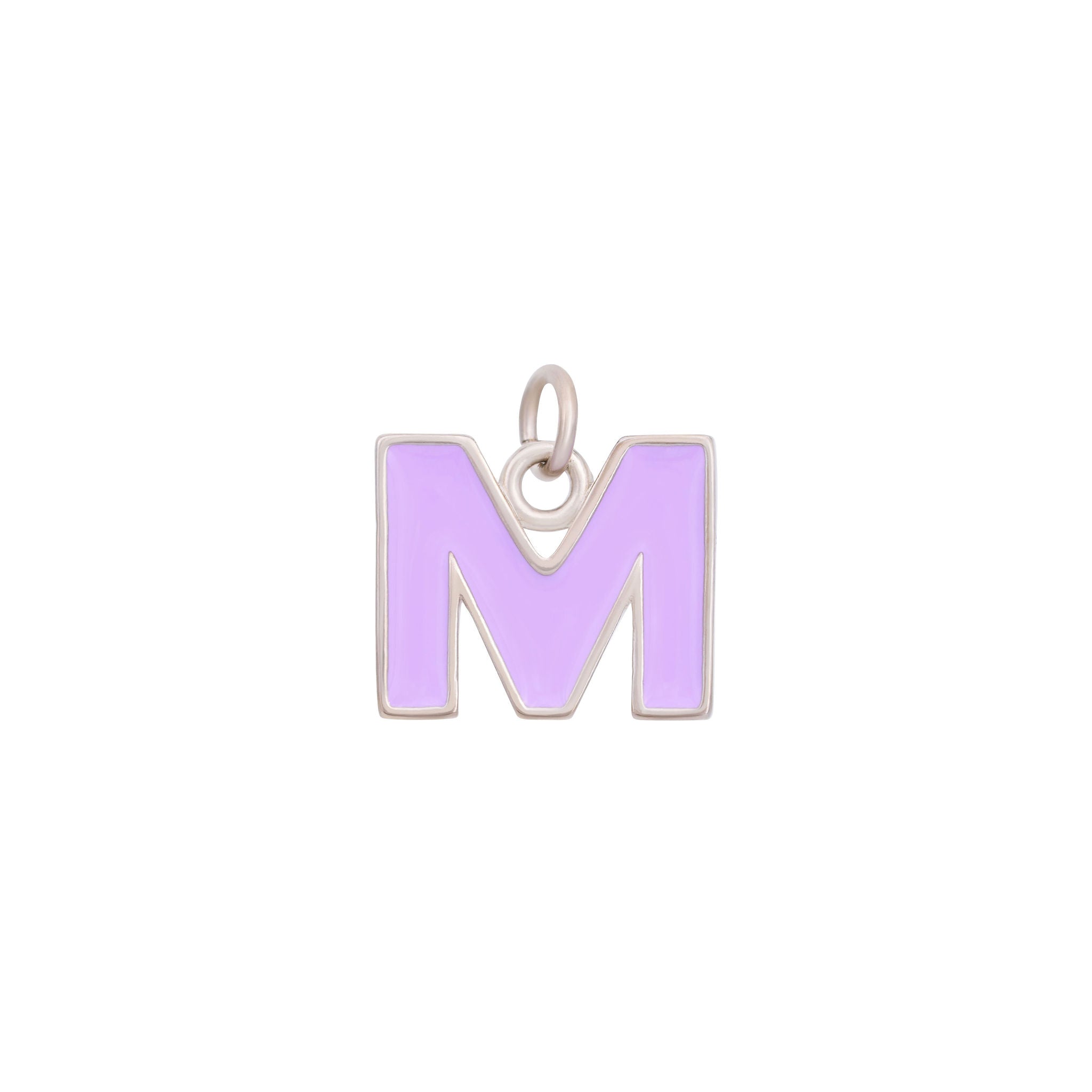 Purple Enamel Letter Charms A-Z - Silver