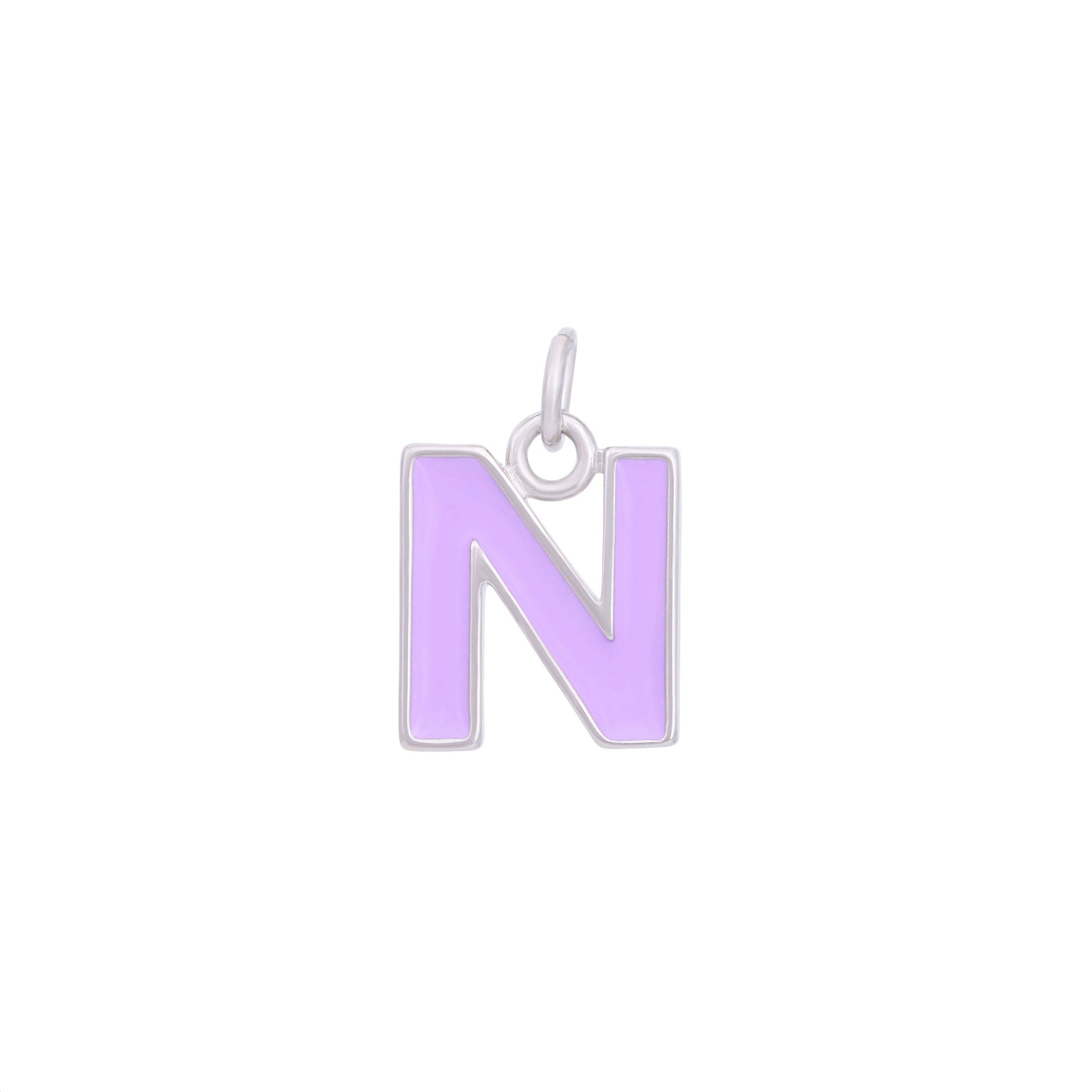 Purple Enamel Letter Charms A-Z - Silver