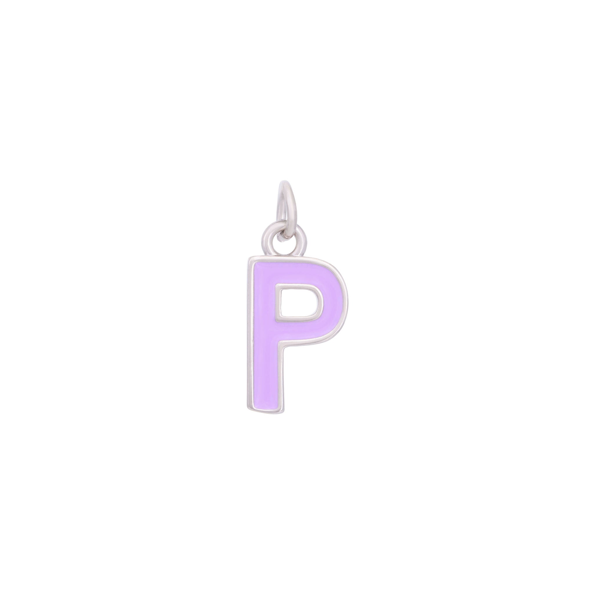 Purple Enamel Letter Charms A-Z - Silver