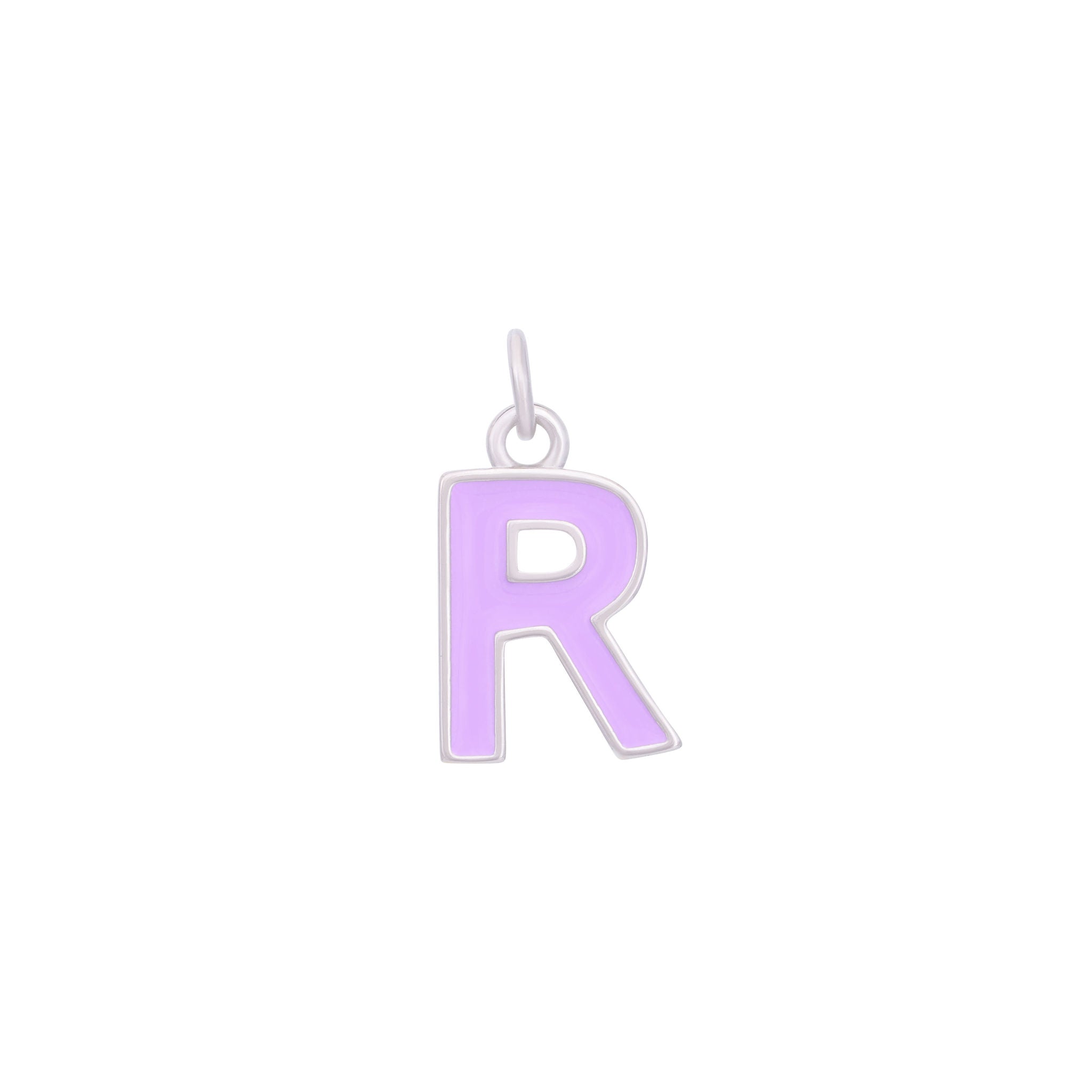 Purple Enamel Letter Charms A-Z - Silver